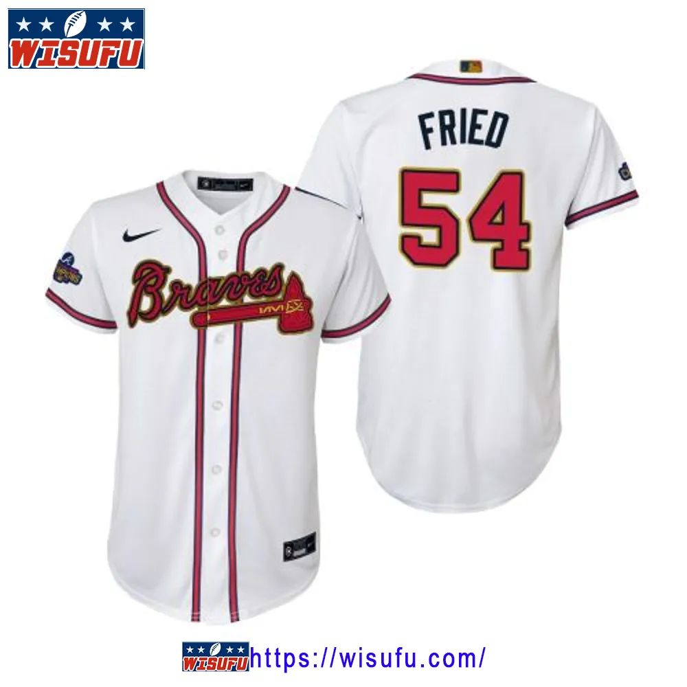 Youth Max Fried 54 Atlanta Braves White 2024-23 Gold Program Jersey