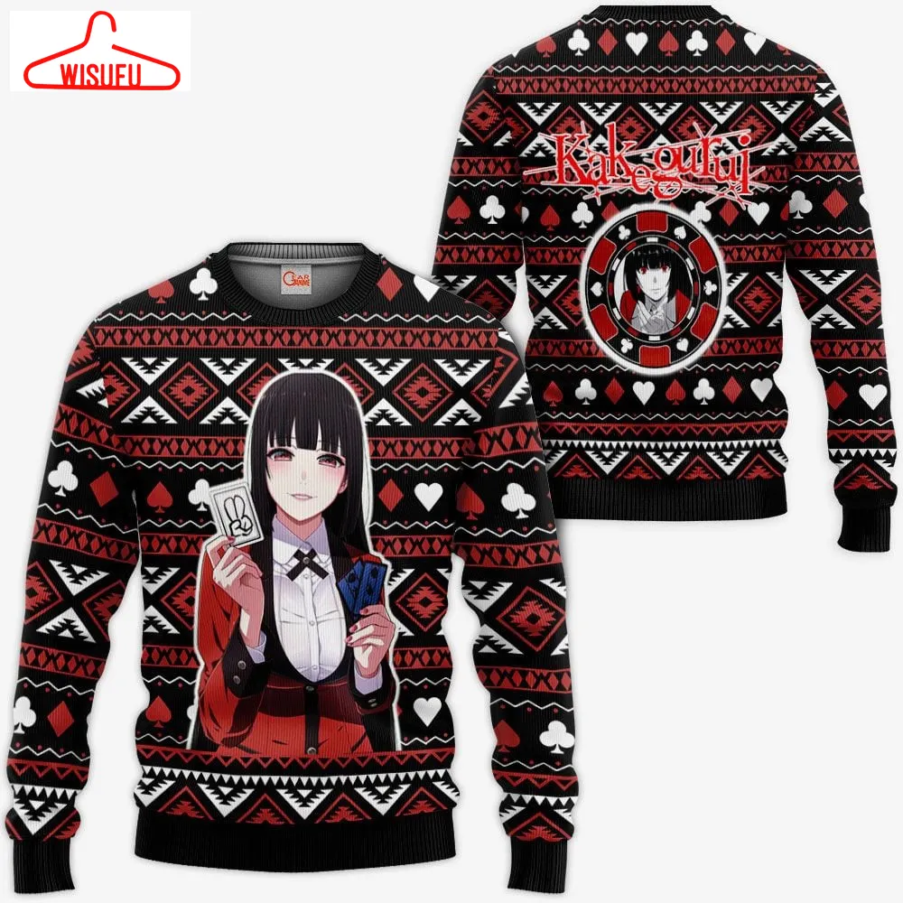 Yumeko Jabami Ugly Christmas Sweater Anime Gifts, Anime Ugly Christmas Sweater Gift For Family