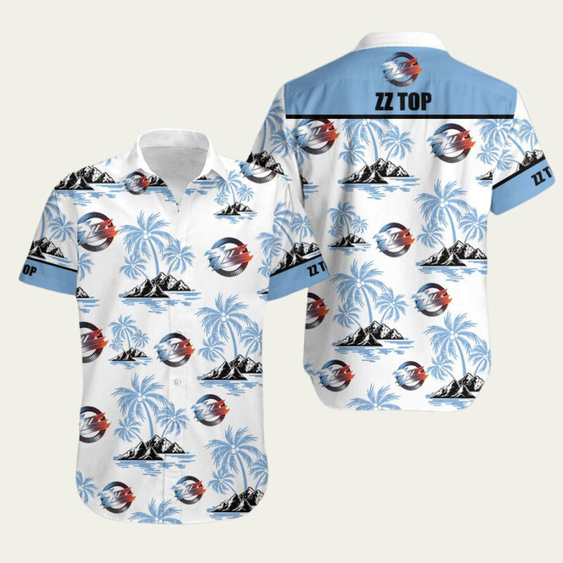 ZZ TOP BAND PALM TREE HAWAIIAN SHIRT