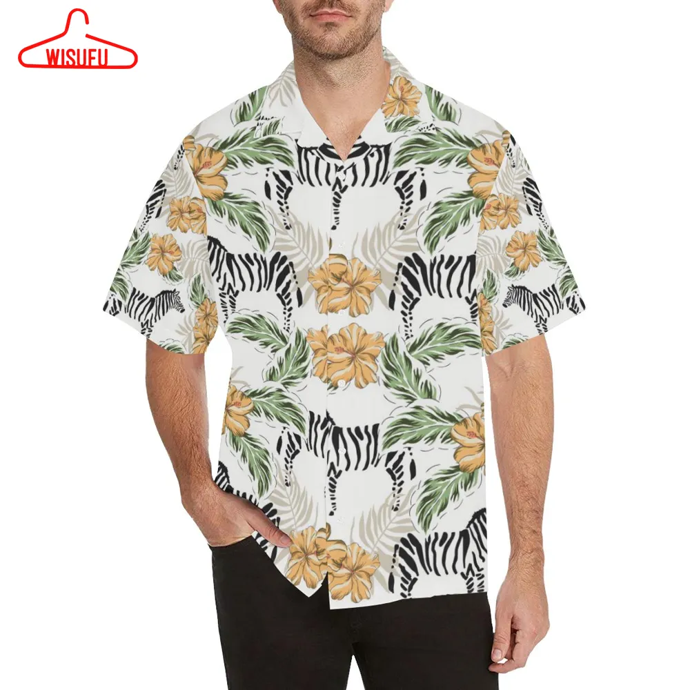 Zebra Hibiscus Pattern MenÂs All Over Print Hawaiian Shirt, New Hawaiian Holiday Outfits, New Fashion Gifts Vtbl70780