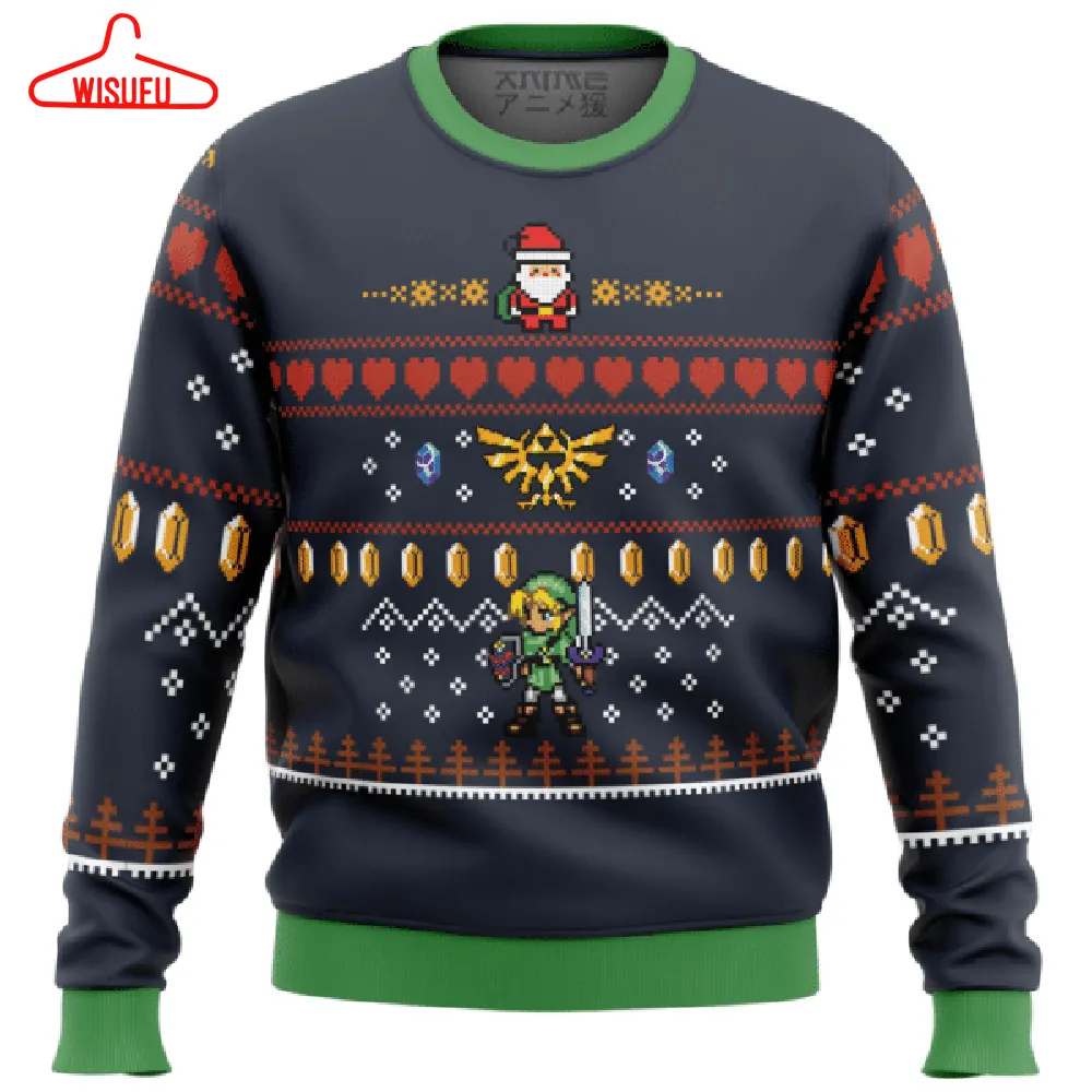 Zelda Santa Link The Legend Of Zelda Ugly Sweater Gifts, The Legend Of Zelda Gift Fan Ugly Sweater