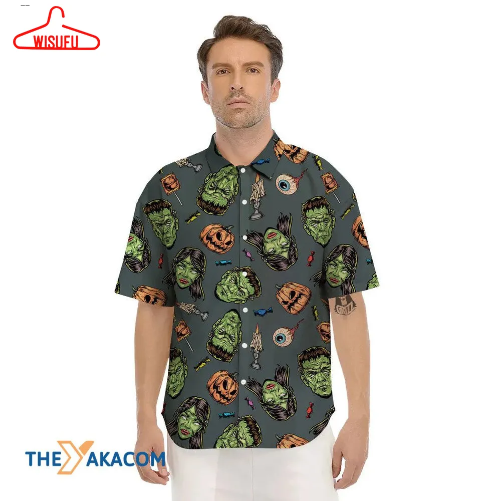 Zombie Halloween Pumpkins Eye Candlesticks Hawaiian Shirt, New Fashion Gifts