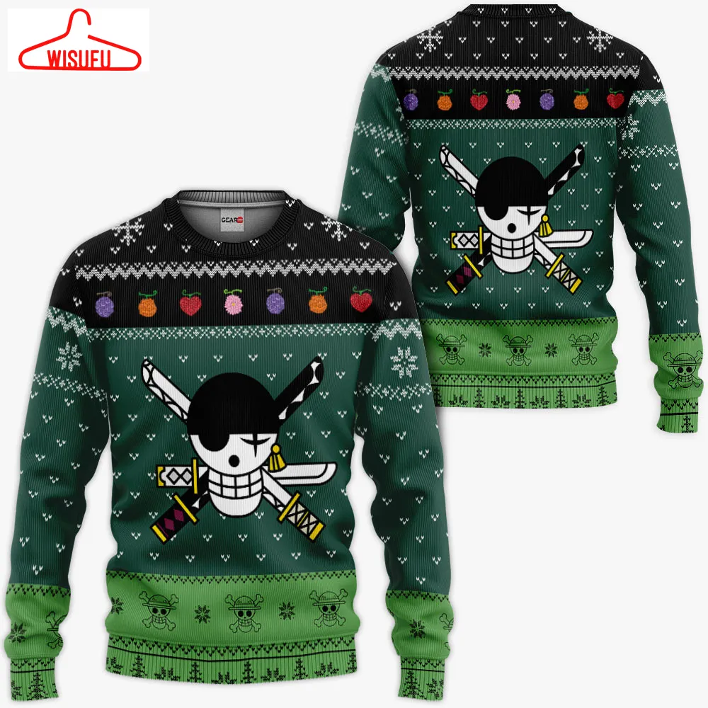 Zoro Roronoa Symbol Ugly Sweater Christmas, Anime Ugly Christmas Sweater Gift For Family