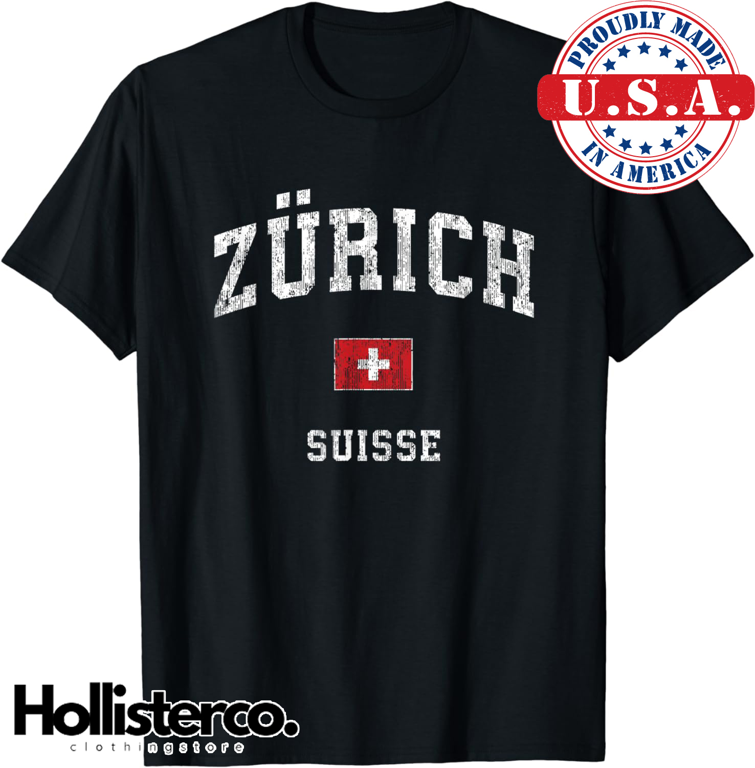 Zurich Switzerland Suisse Vintage Athletic Sports Design T-Shirt
