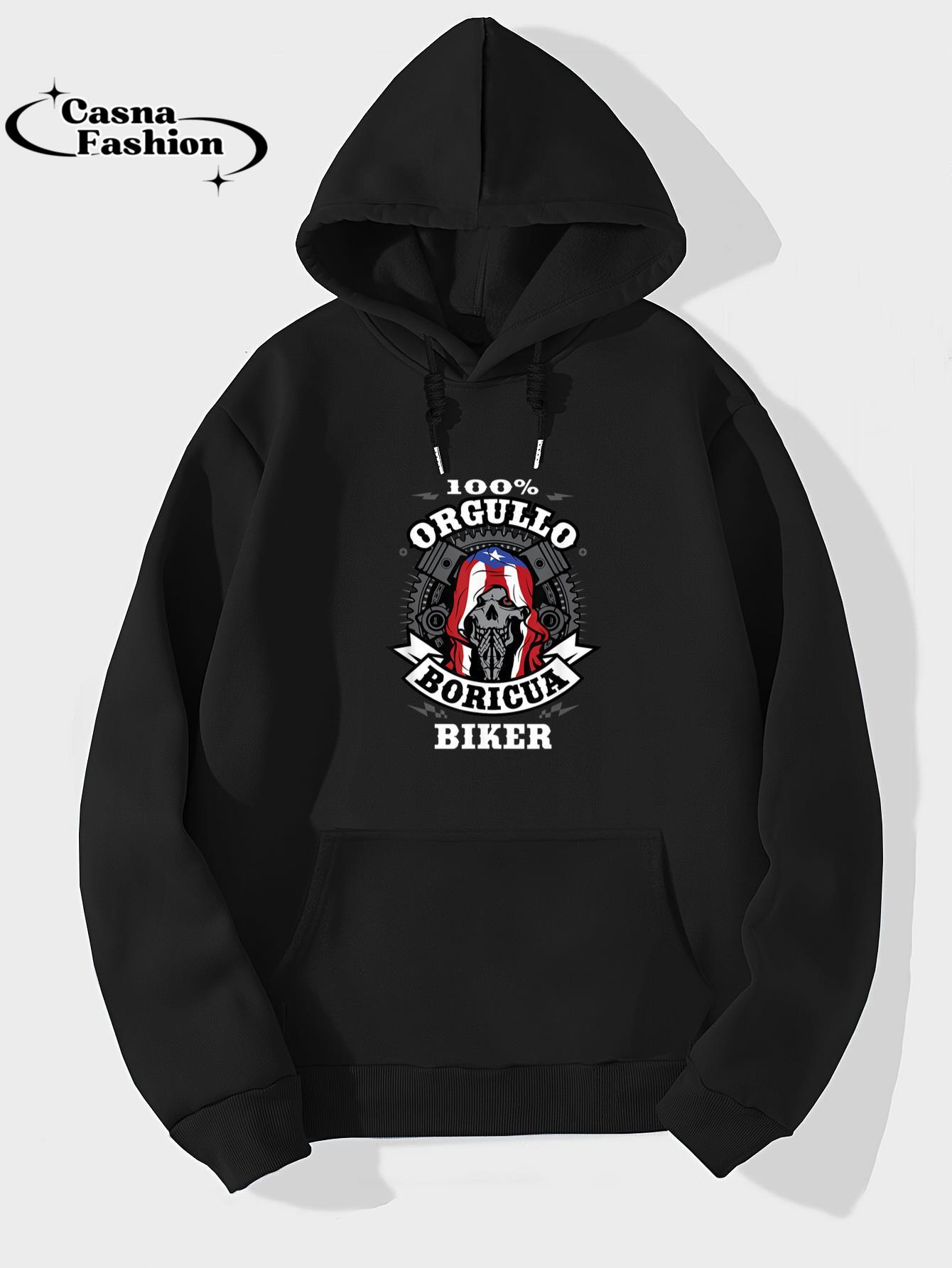casnafashion_Hoodie_100% Orgullo Boricua ( Puerto Rican Pride ) Biker T-Shirt_hoodie_black hoodie