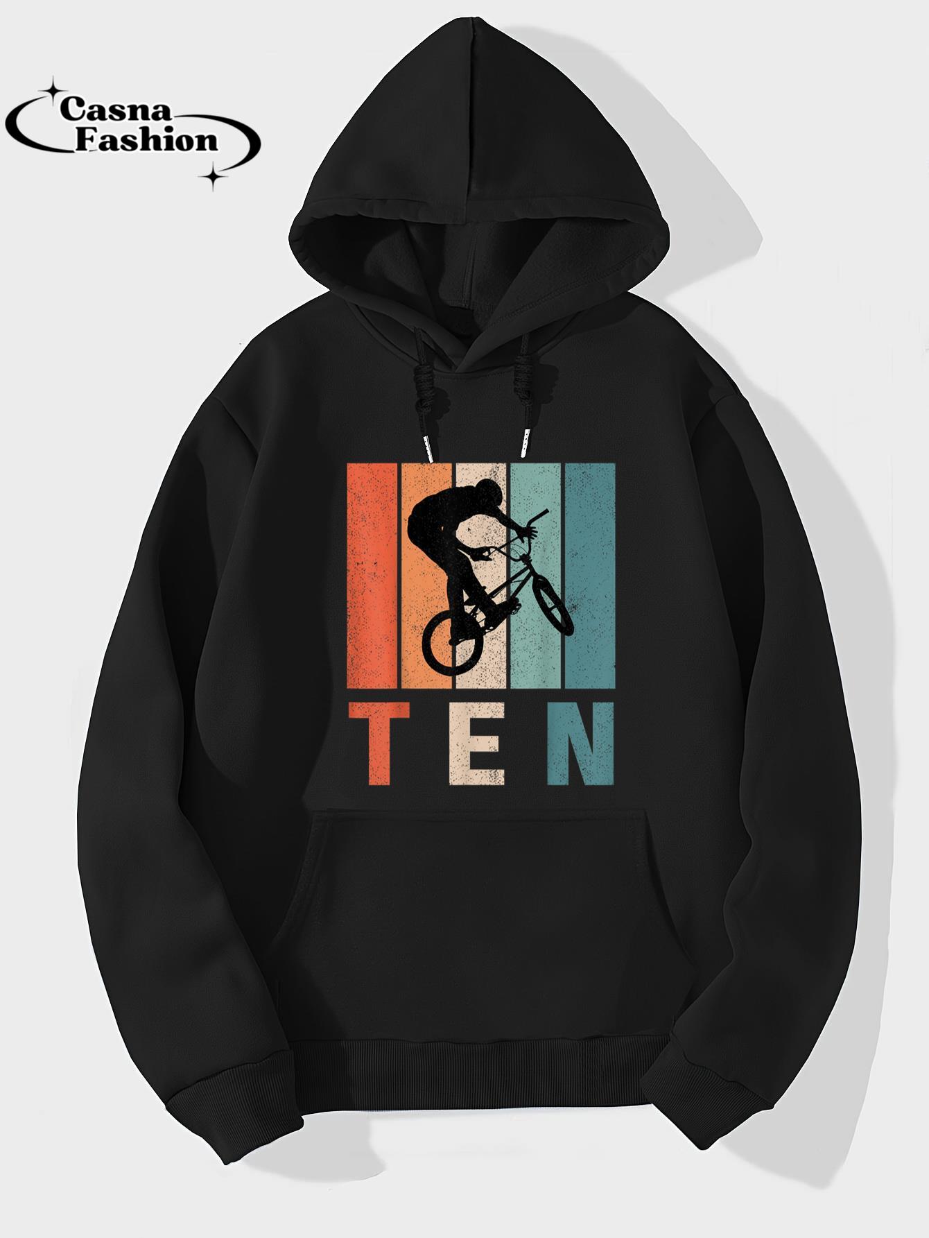 casnafashion_Hoodie_10th Birthday Retro Gift BMX Biker Boys Kids 10 Years Old T-Shirt_hoodie_black hoodie