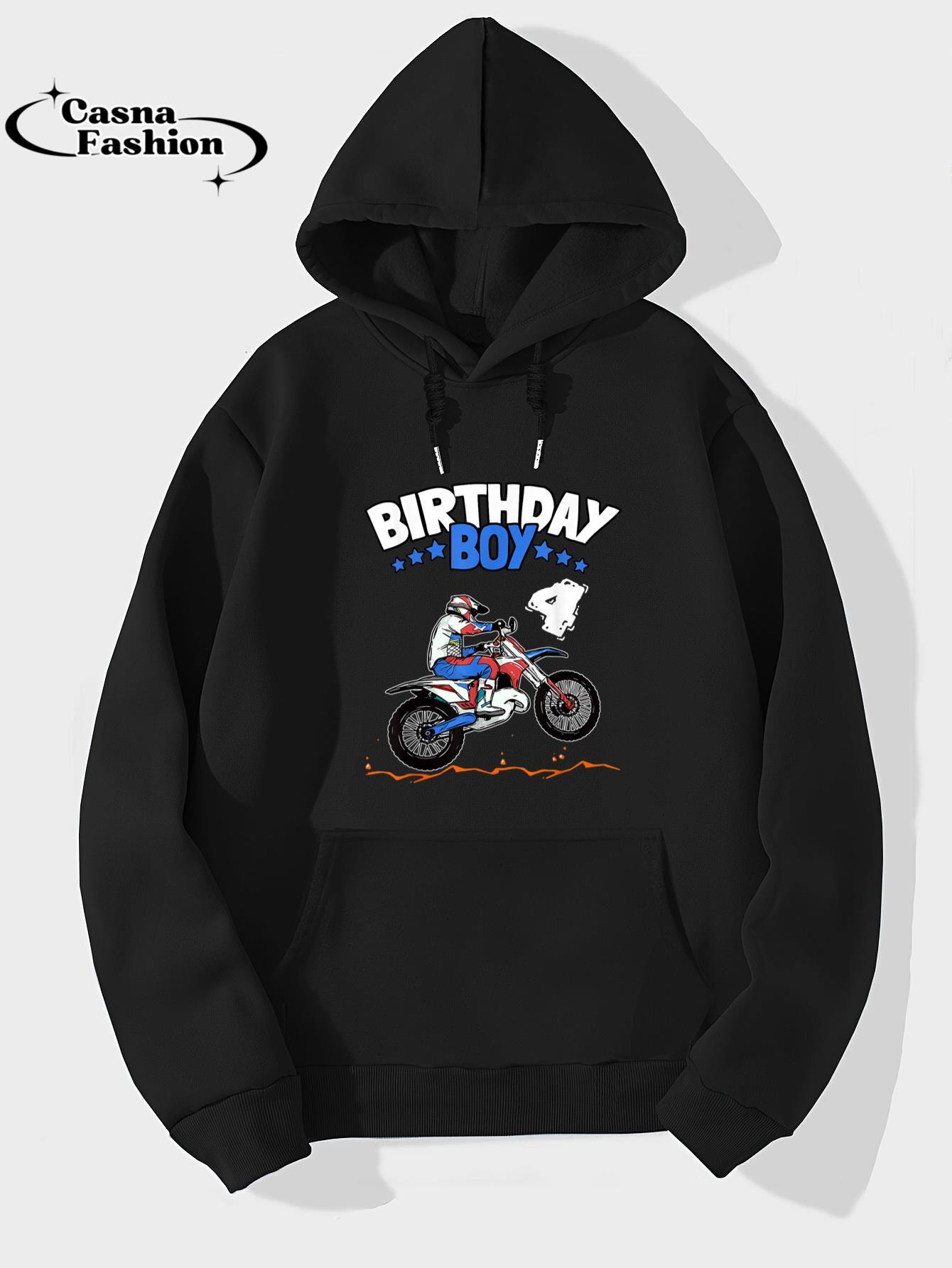 casnafashion_Hoodie_4th Birthday Boy Dirt Bike Kids 4 Years Old Boys Motocross T-Shirt_hoodie_black hoodie
