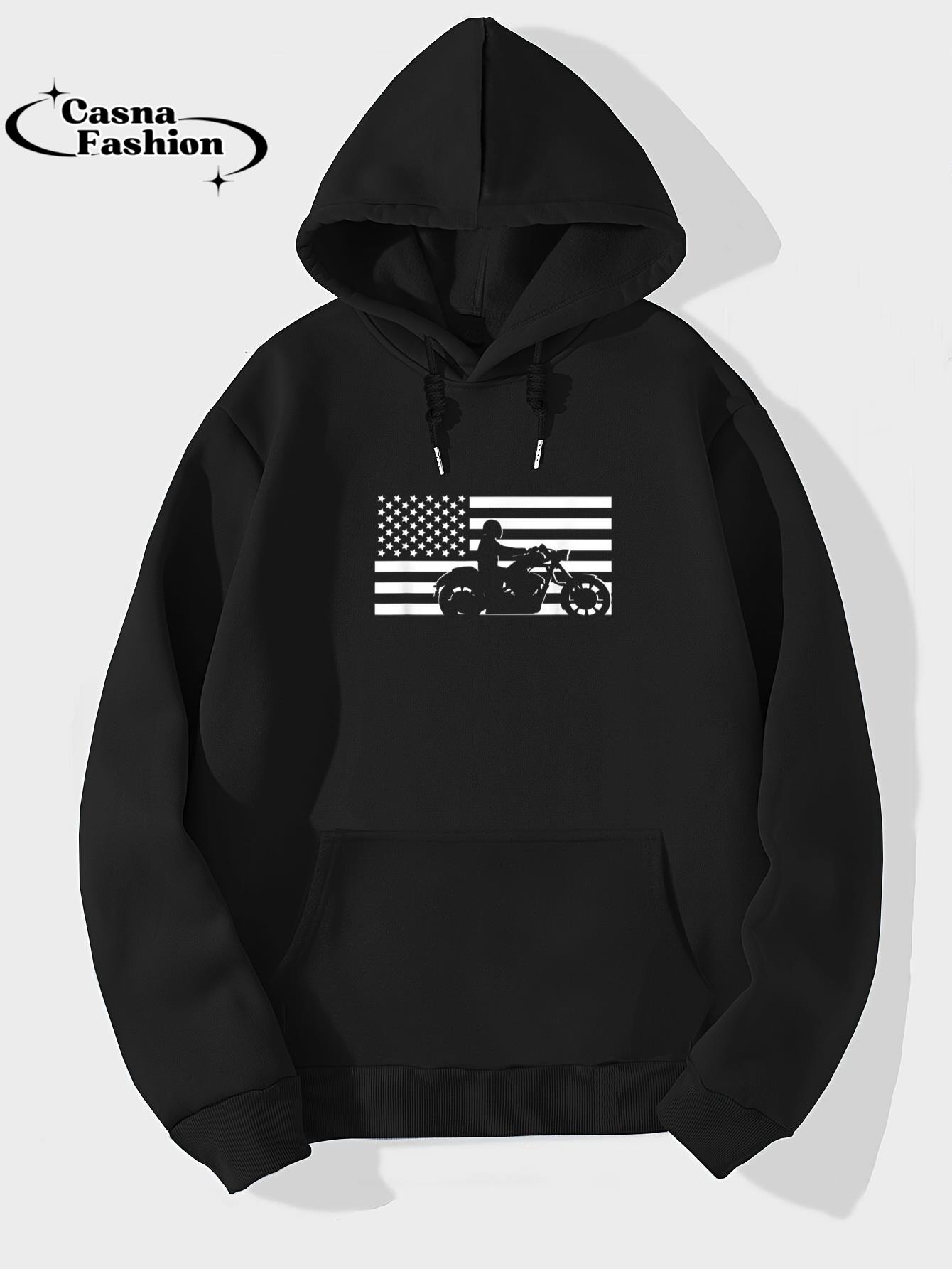 casnafashion_Hoodie_American Flag Motorcycle Biker T-Shirt_hoodie_black hoodie