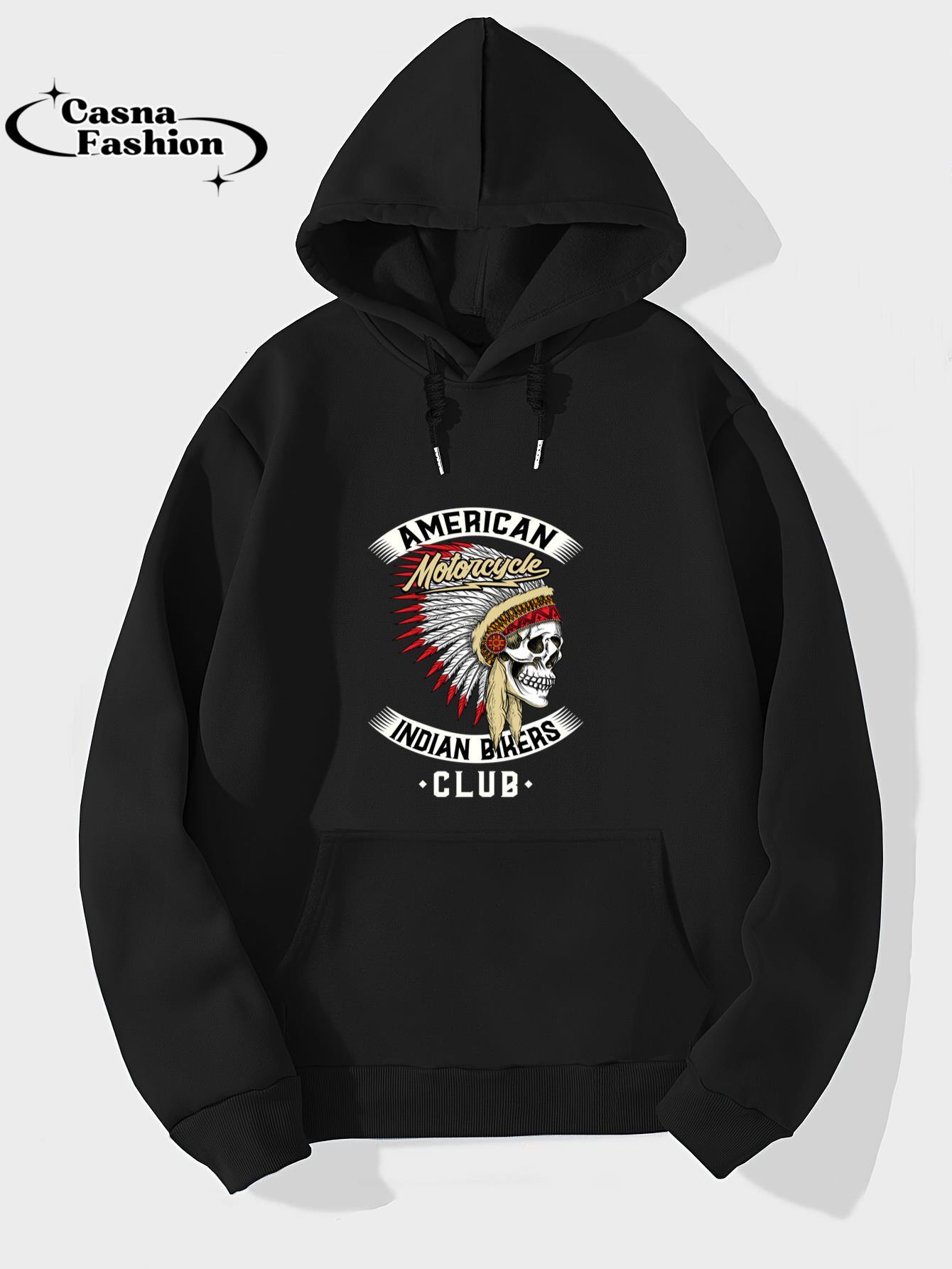 casnafashion_Hoodie_American Motorcycle Indian Bikers Club - Chopper Biker Long Sleeve T-Shirt_hoodie_black hoodie