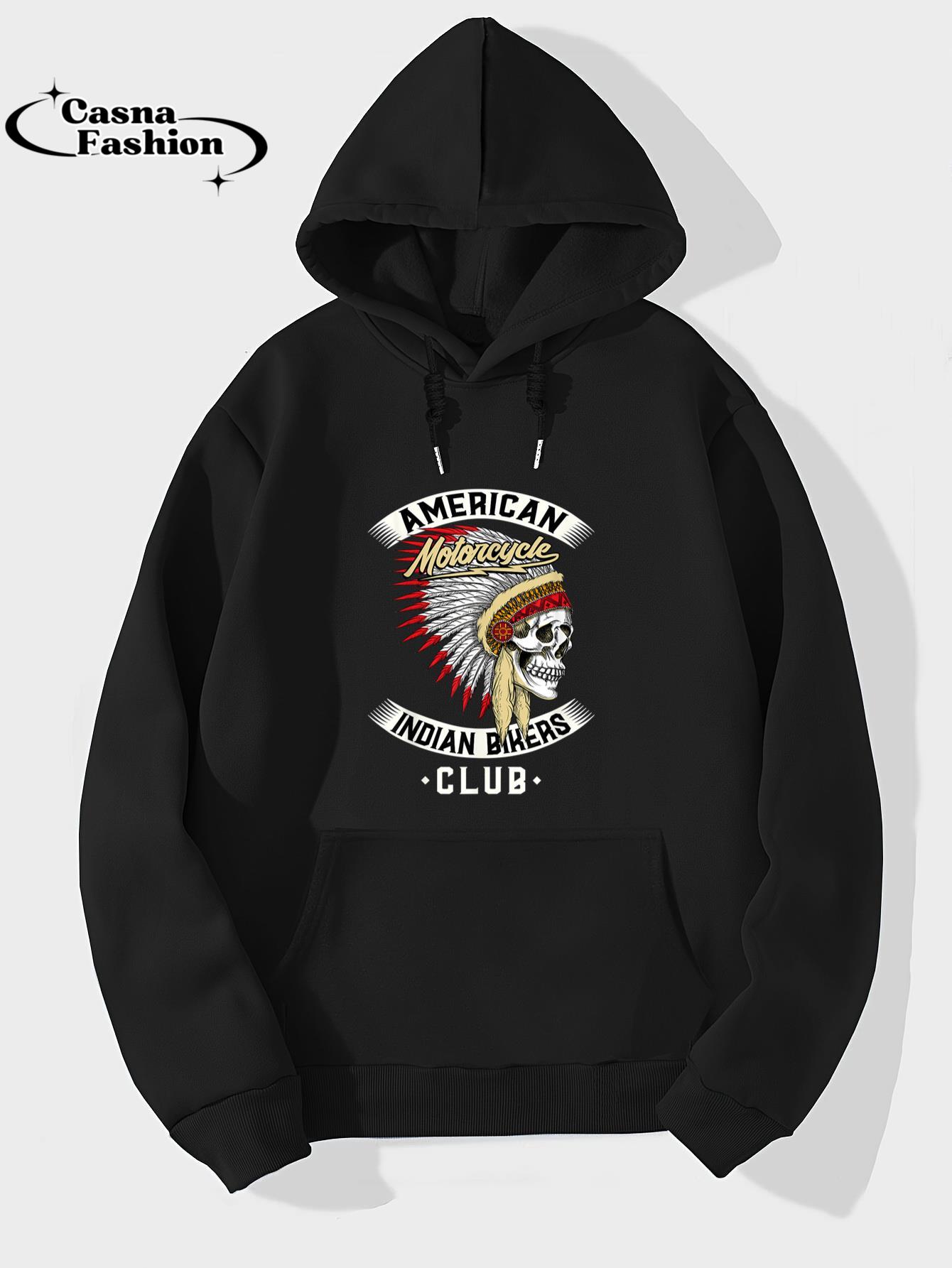 casnafashion_Hoodie_American Motorcycle Indian Bikers Club - Chopper Biker T-Shirt_hoodie_black hoodie