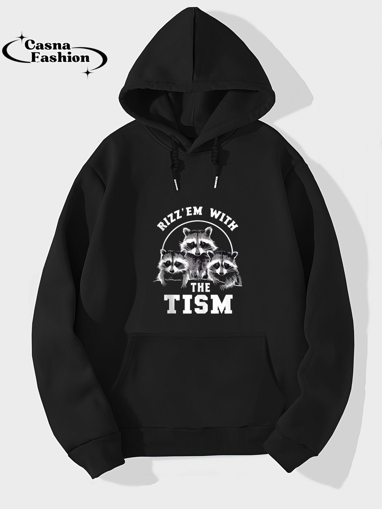 casnafashion_Hoodie_Autism Funny Rizz Em With The Tism Meme Autistic Raccoons Tank Top_hoodie_black hoodie