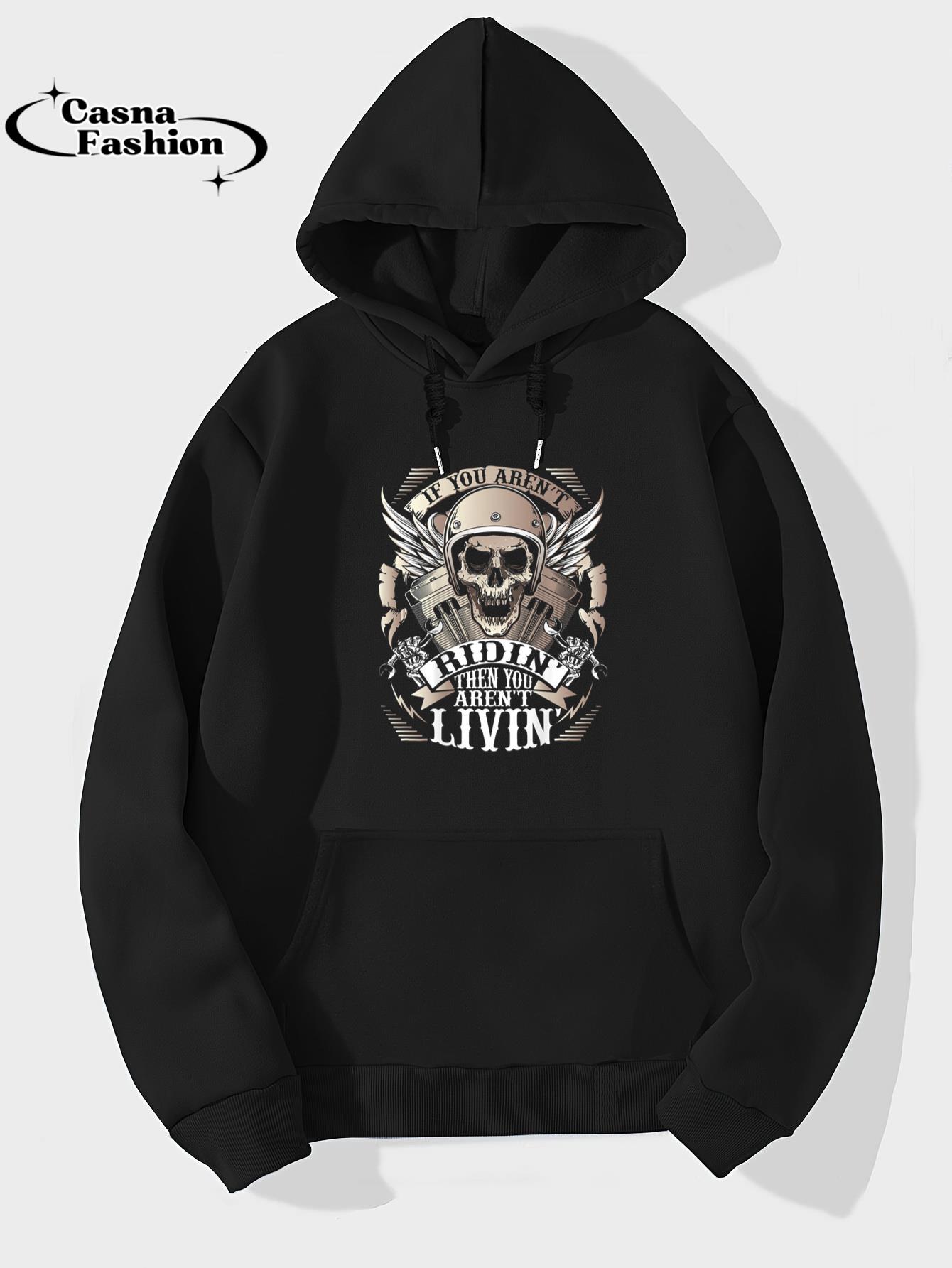 casnafashion_Hoodie_Biker If You Aren't Ridin' Aren't Livin' On Back Motorcycle  T-Shirt_hoodie_black hoodie