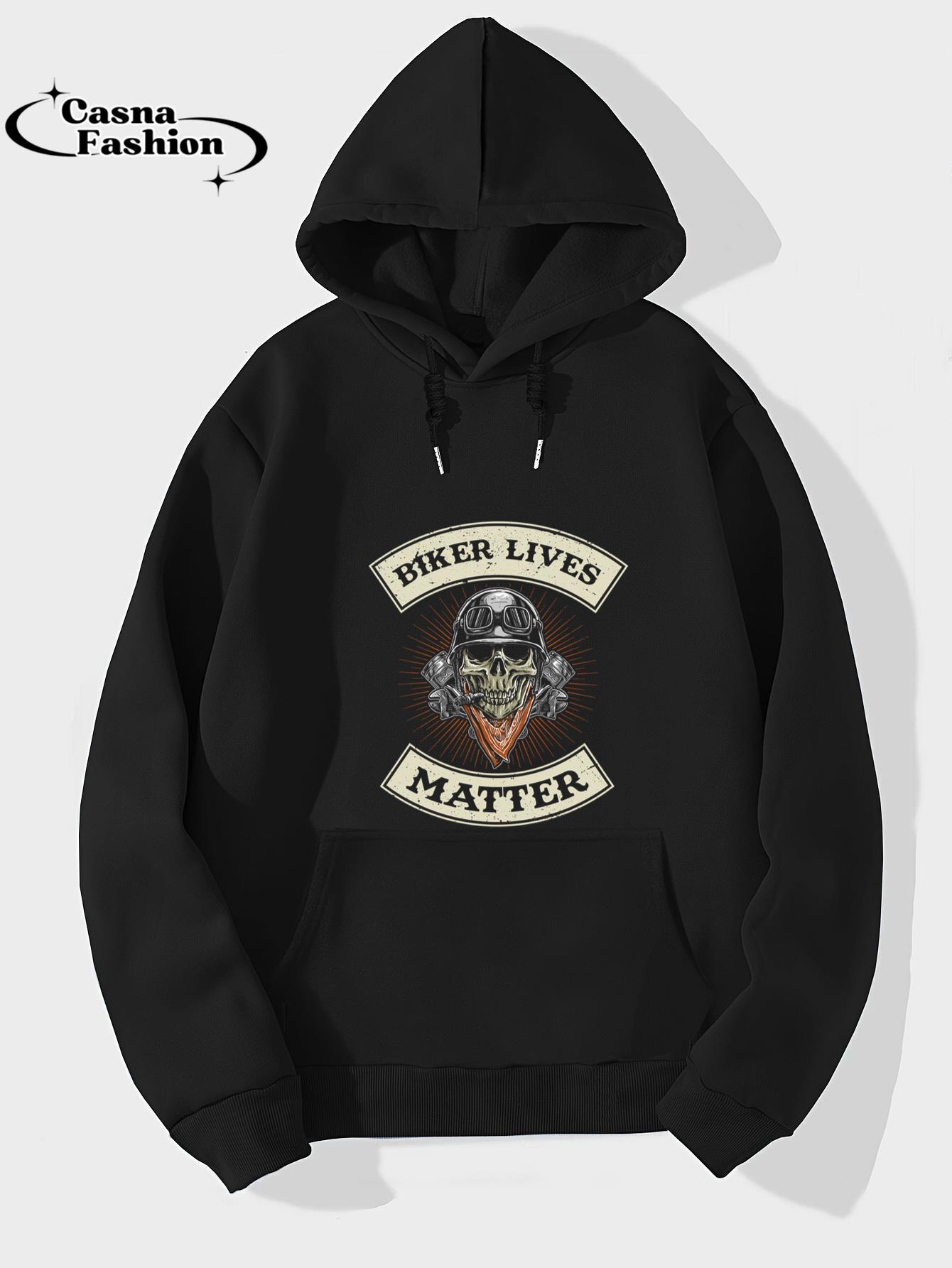 casnafashion_Hoodie_Biker Lives Matter Motorcycle Quotes Skull Flames Pullover Hoodie_hoodie_black hoodie