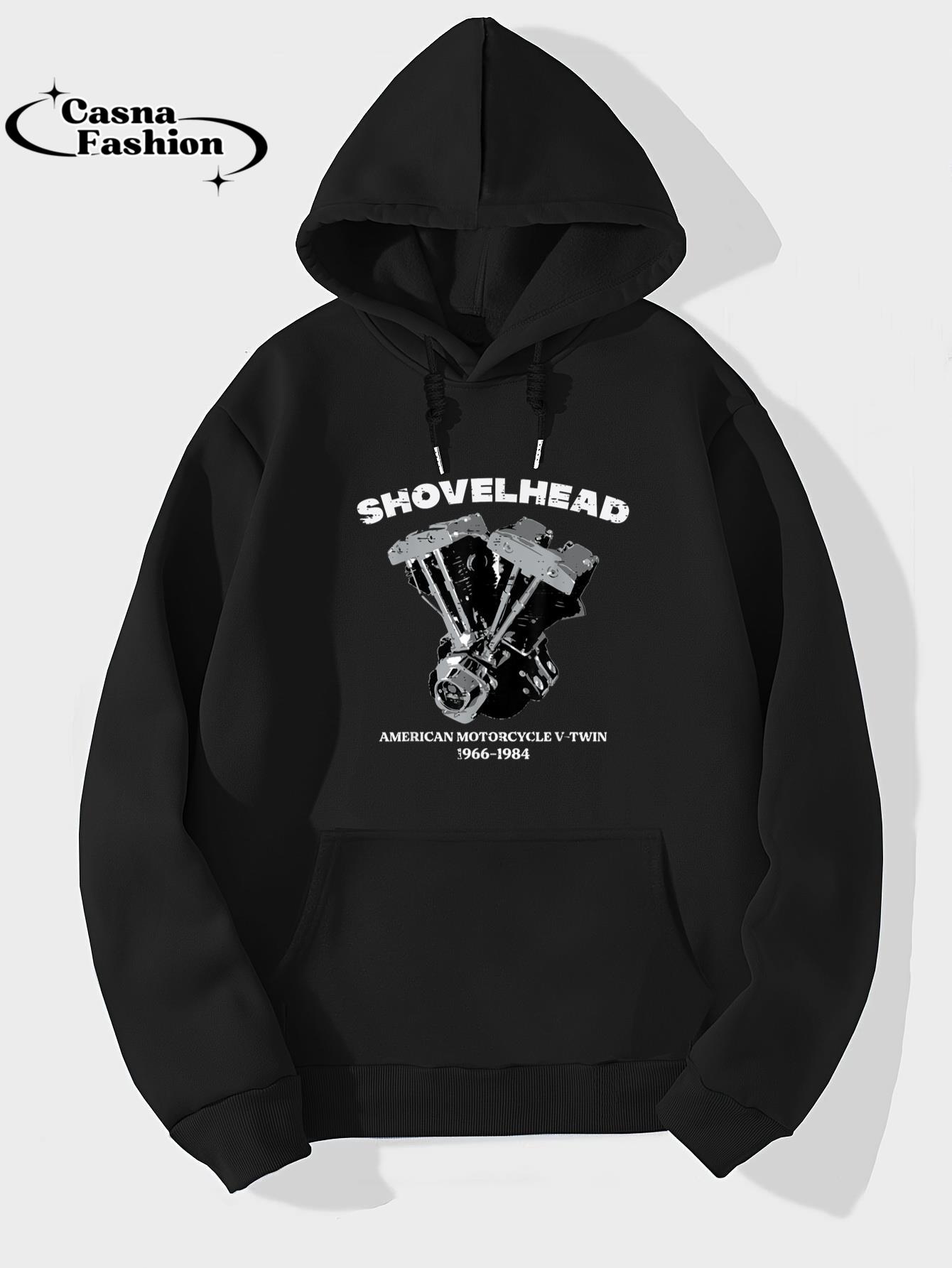 casnafashion_Hoodie_Biker Shovelhead Motorcycle Engine Vintage Men Women Kids T-Shirt_hoodie_black hoodie