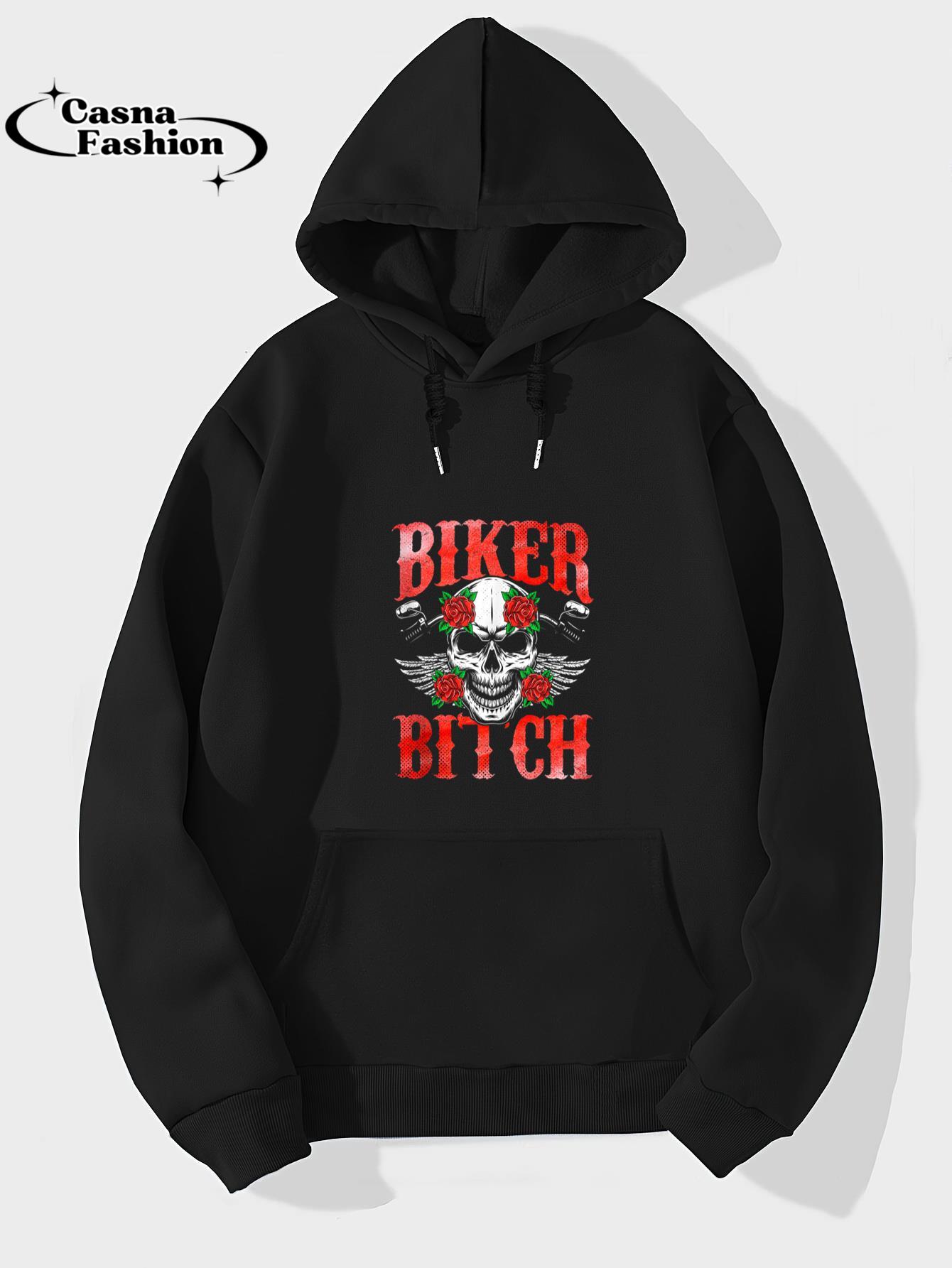 casnafashion_Hoodie_Biker Skull Motorcycle Sexy Bitch Babe Chick Red Rose Gift Tank Top_hoodie_black hoodie