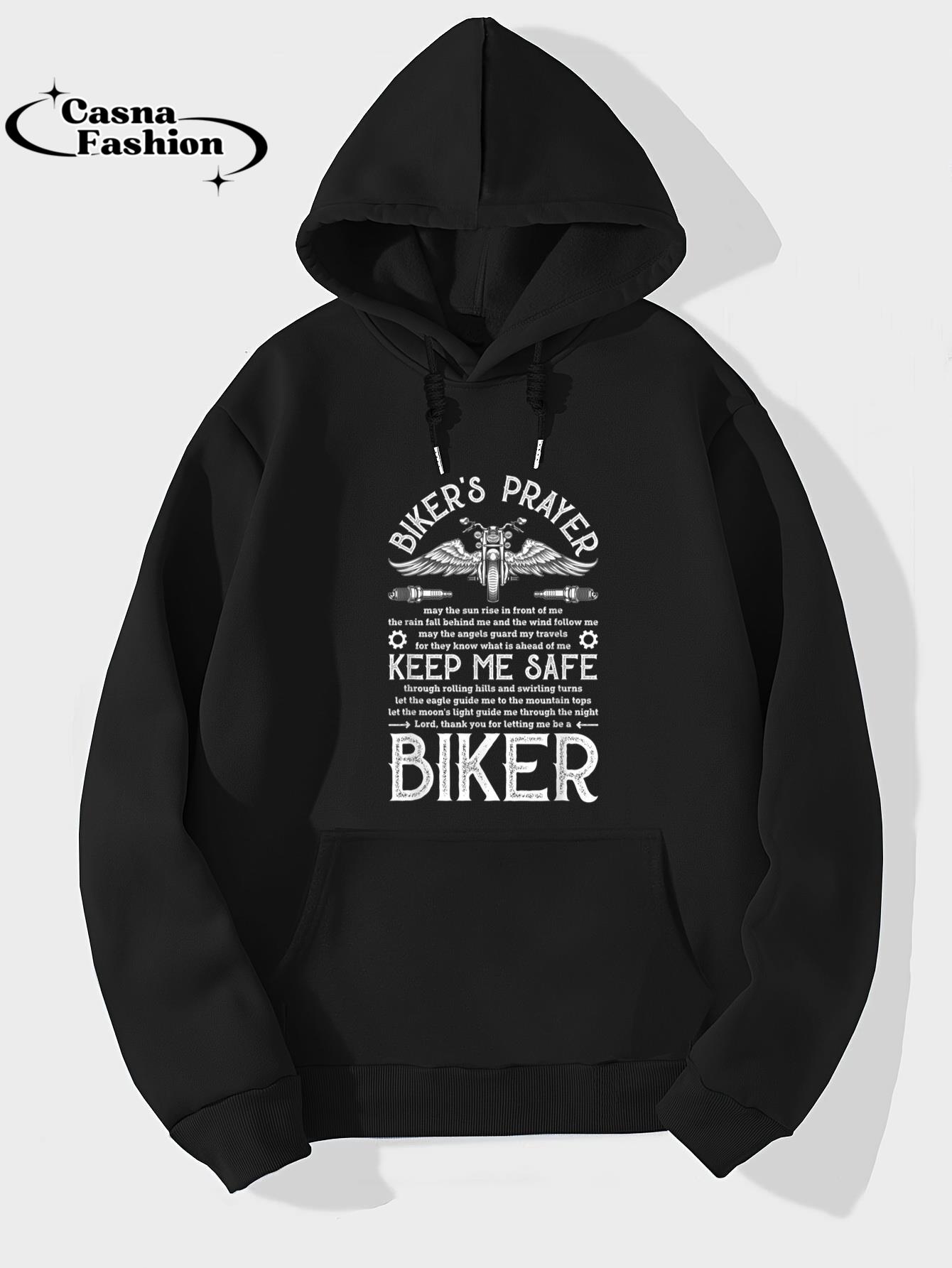 casnafashion_Hoodie_Biker's Prayer Vintage Motorcycle Biker Biking Motorcycling T-Shirt_hoodie_black hoodie