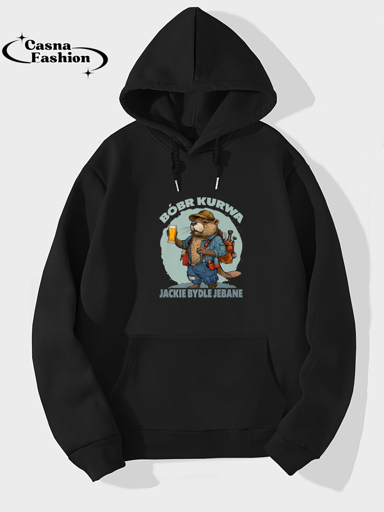 casnafashion_Hoodie_Bober Bobr Kurwa Premium T-Shirt_hoodie_black hoodie