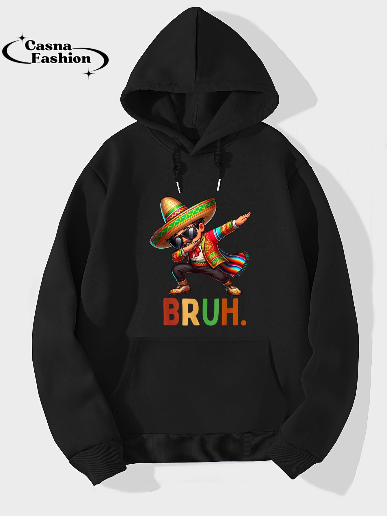 casnafashion_Hoodie_Bruh Cinco De Mayo Dabbing Meme Funny Saying Sombrero Guy T-Shirt_hoodie_black hoodie