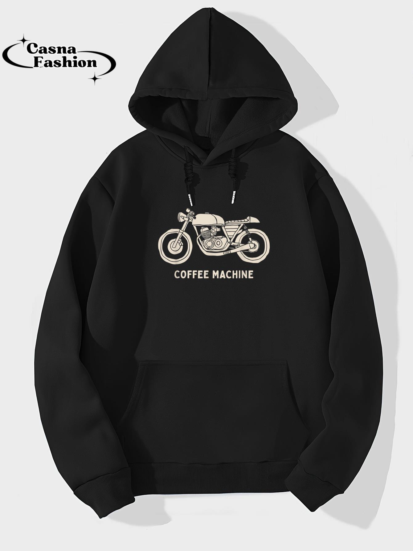 casnafashion_Hoodie_Cafe Racer Hand Drawn Motorcycle Design T-Shirt_hoodie_black hoodie