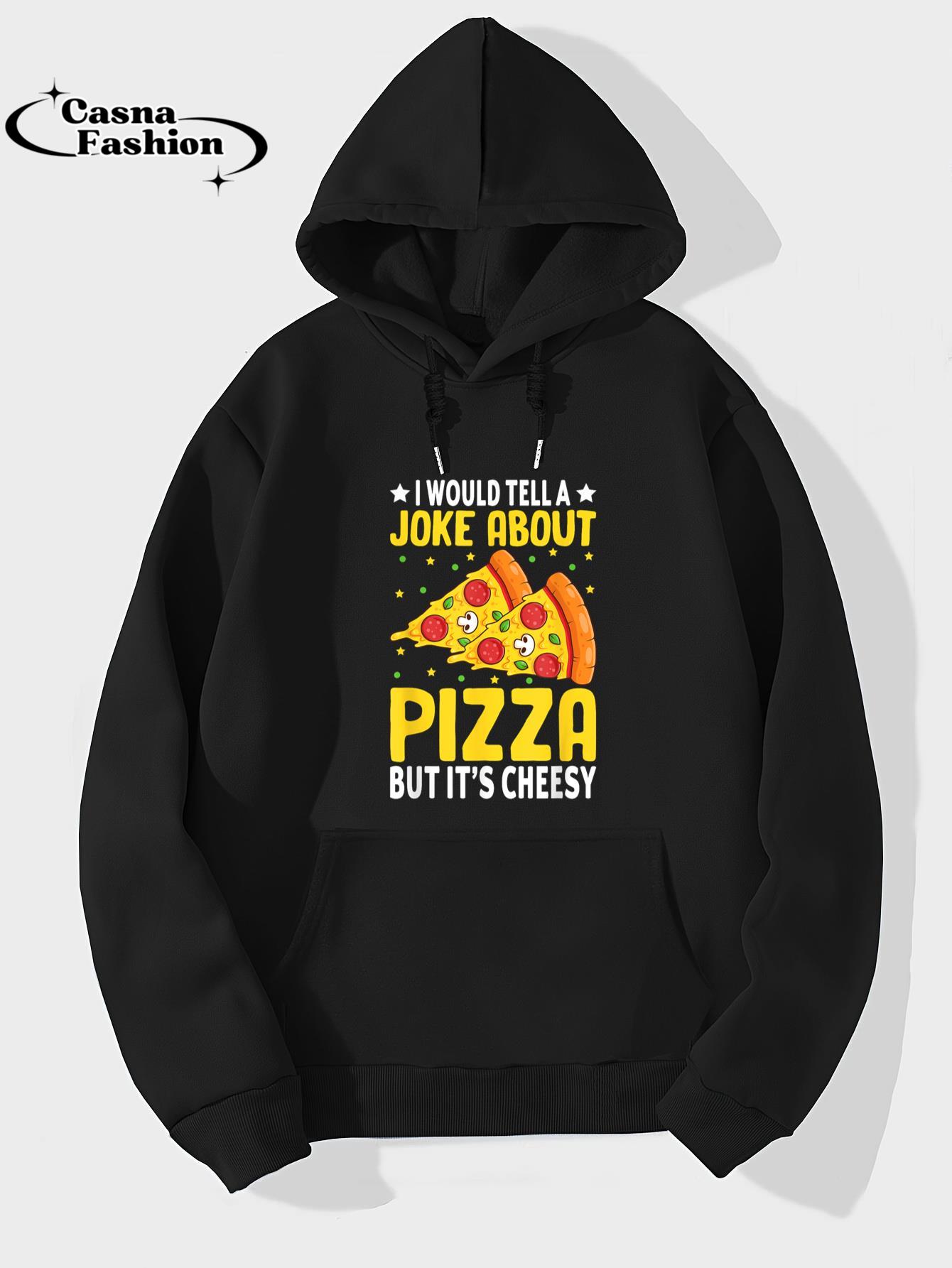 casnafashion_Hoodie_Cheese Pizza Lover Dad Joke Father's Day Italian Food Pun T-Shirt_hoodie_black hoodie