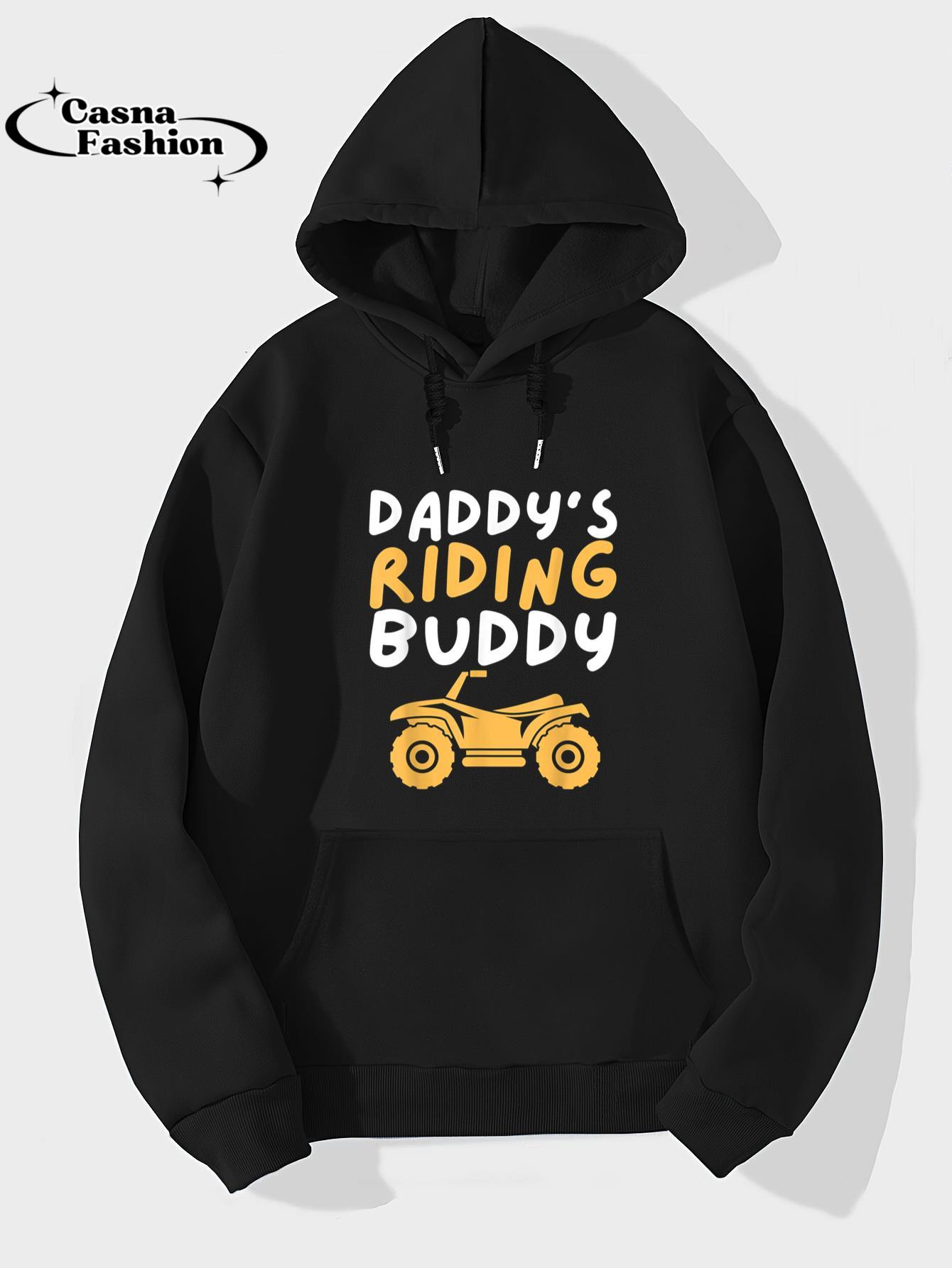 casnafashion_Hoodie_Daddy's Riding Buddy - Quad Biker ATV 4 Wheeler Gift T-Shirt_hoodie_black hoodie