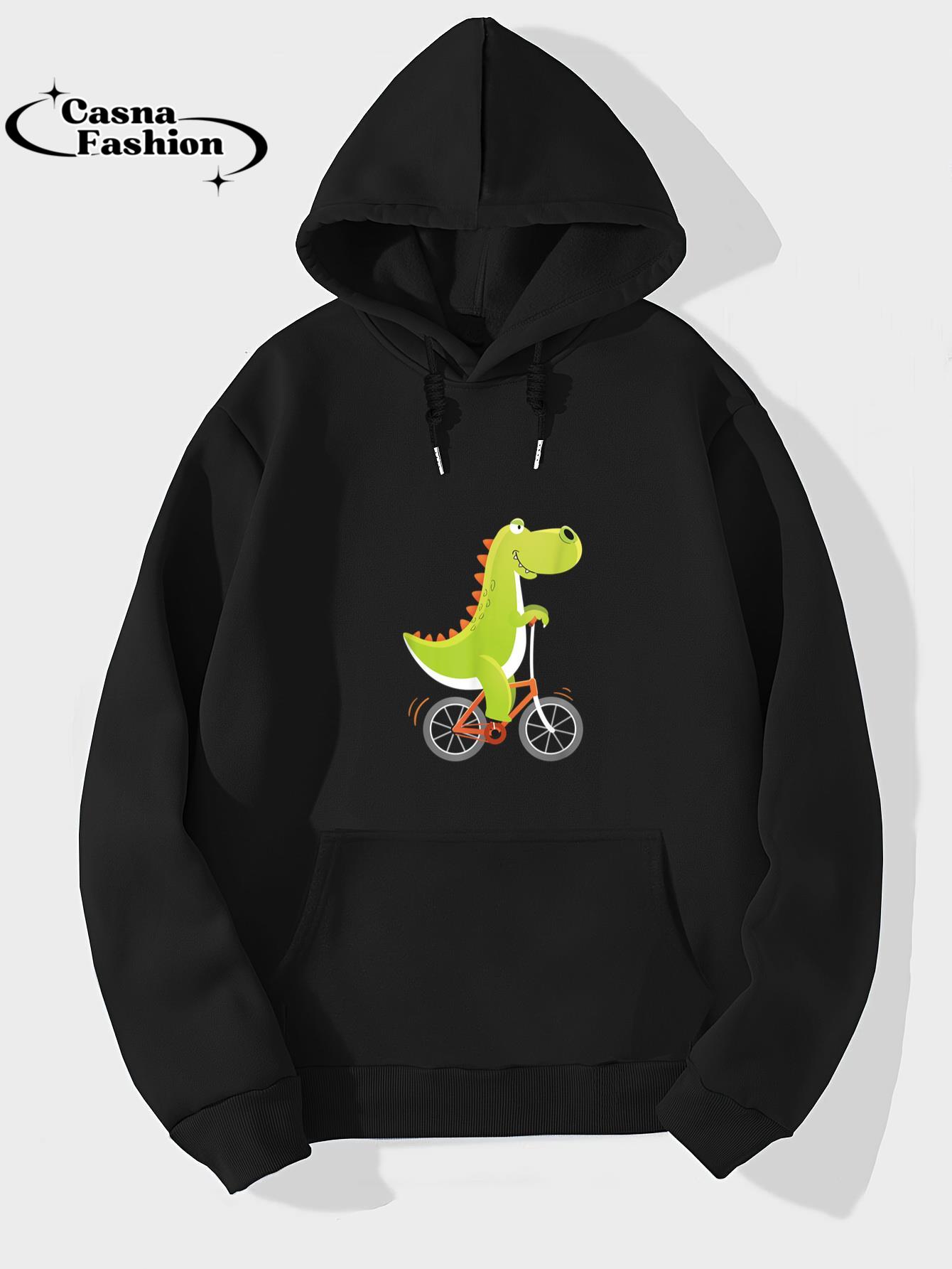 casnafashion_Hoodie_Dinosaur Dino Bike Bicycle Biking Biker Cyclist Cycling Gift T-Shirt_hoodie_black hoodie