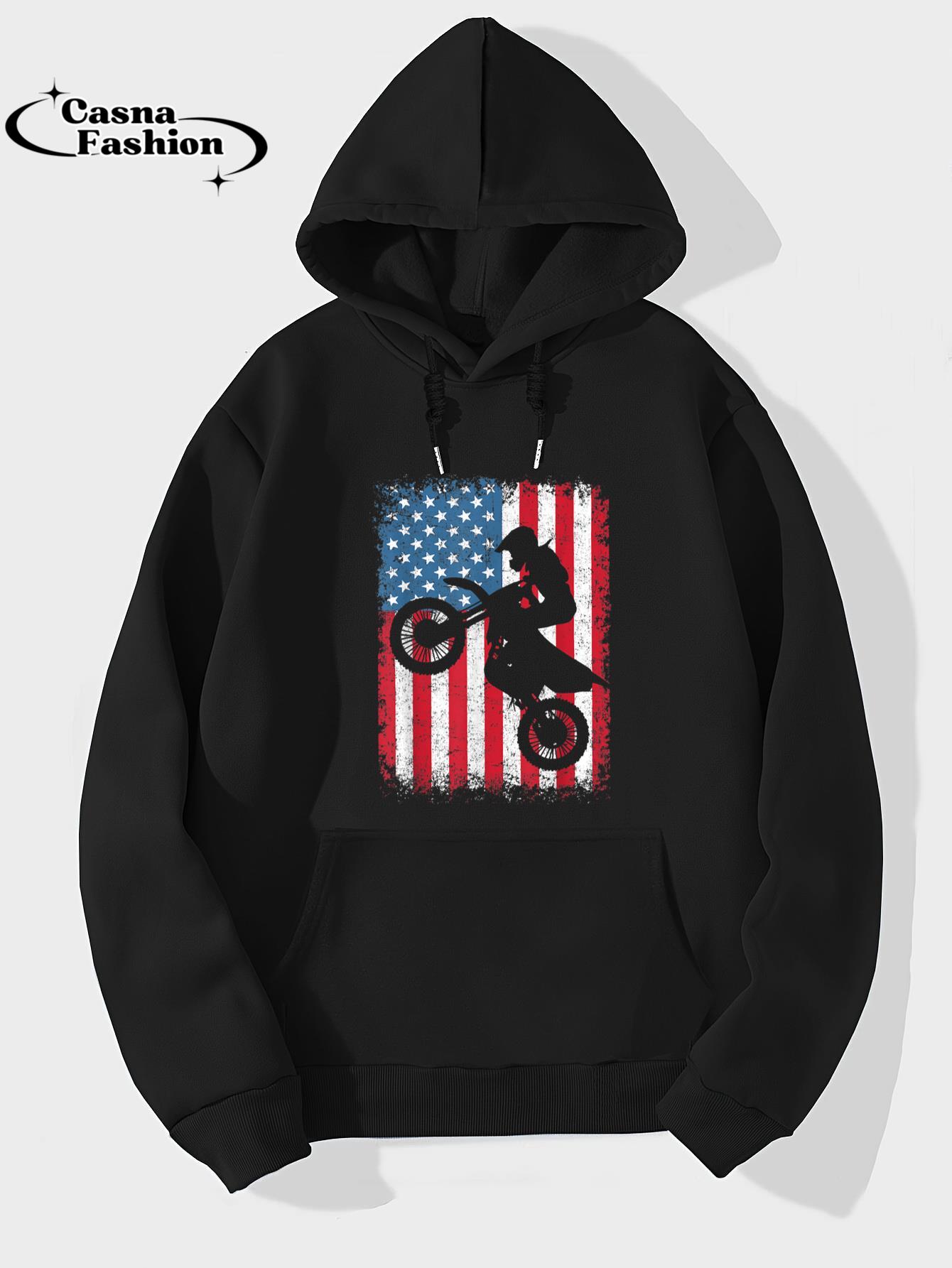 casnafashion_Hoodie_Dirt Bike American Flag Motocross Biker 4th of July T-Shirt_hoodie_black hoodie