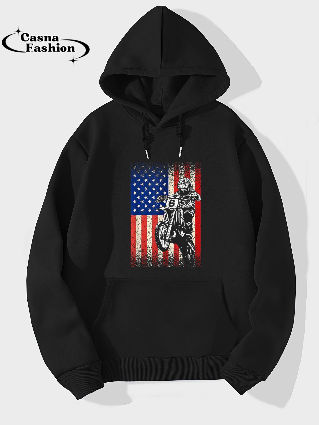 casnafashion_Hoodie_Dirt Bike American Flag Motocross Biker Gift 4th of July T-Shirt_hoodie_black hoodie