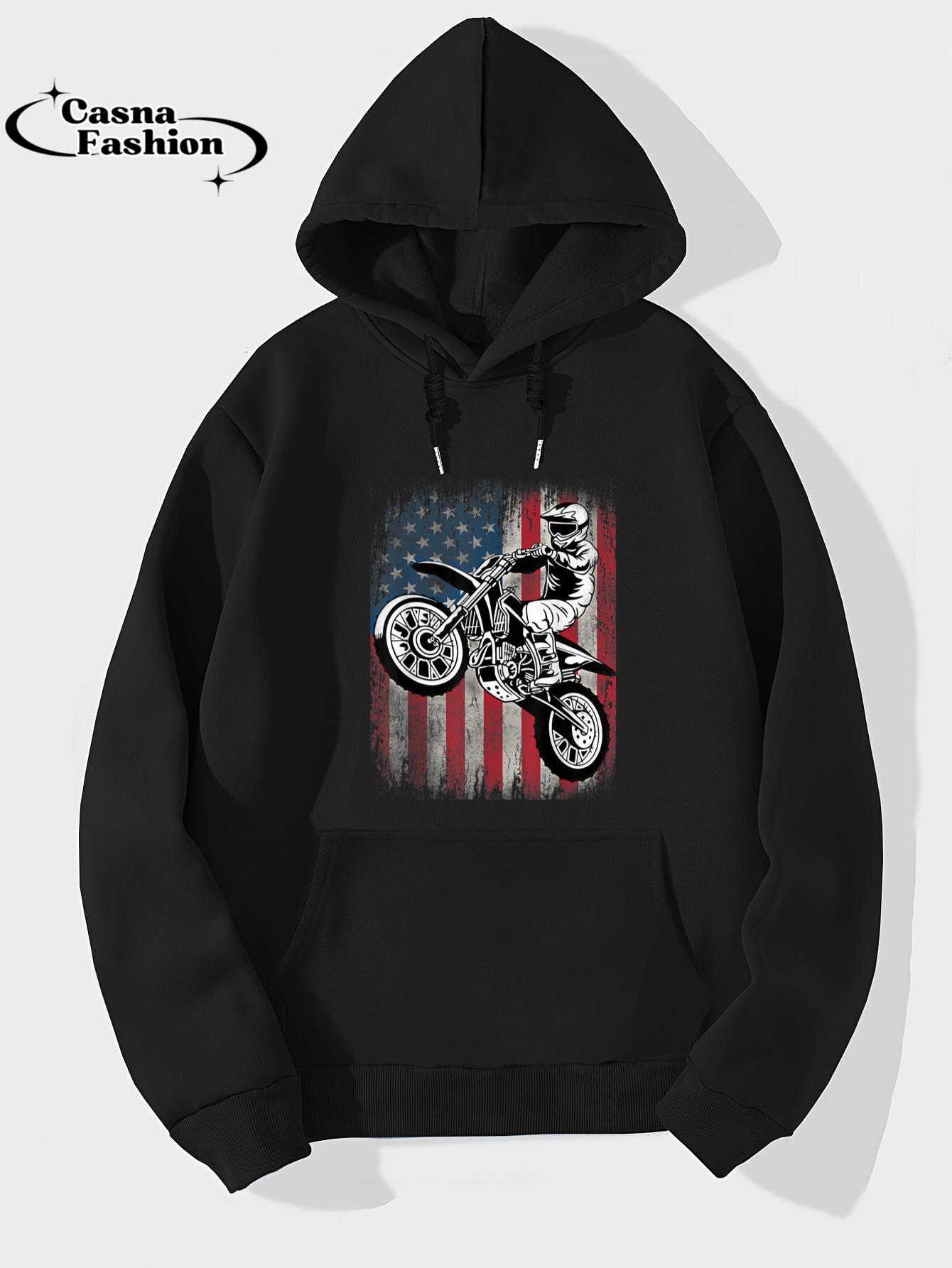 casnafashion_Hoodie_Dirt Bike American Flag Motocross Dirtbike Biker Men Boys T-Shirt_hoodie_black hoodie