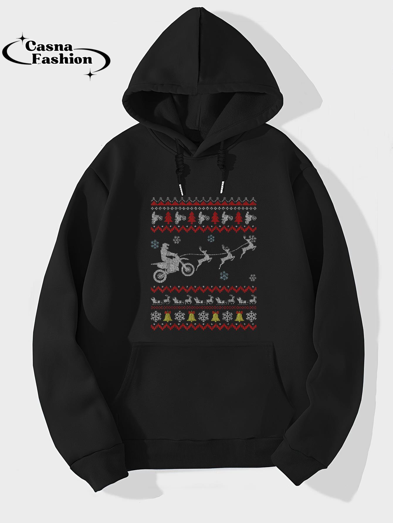 casnafashion_Hoodie_Dirt Bike Motorcycle Pajama Ugly Christmas Biker Gifts T-Shirt_hoodie_black hoodie