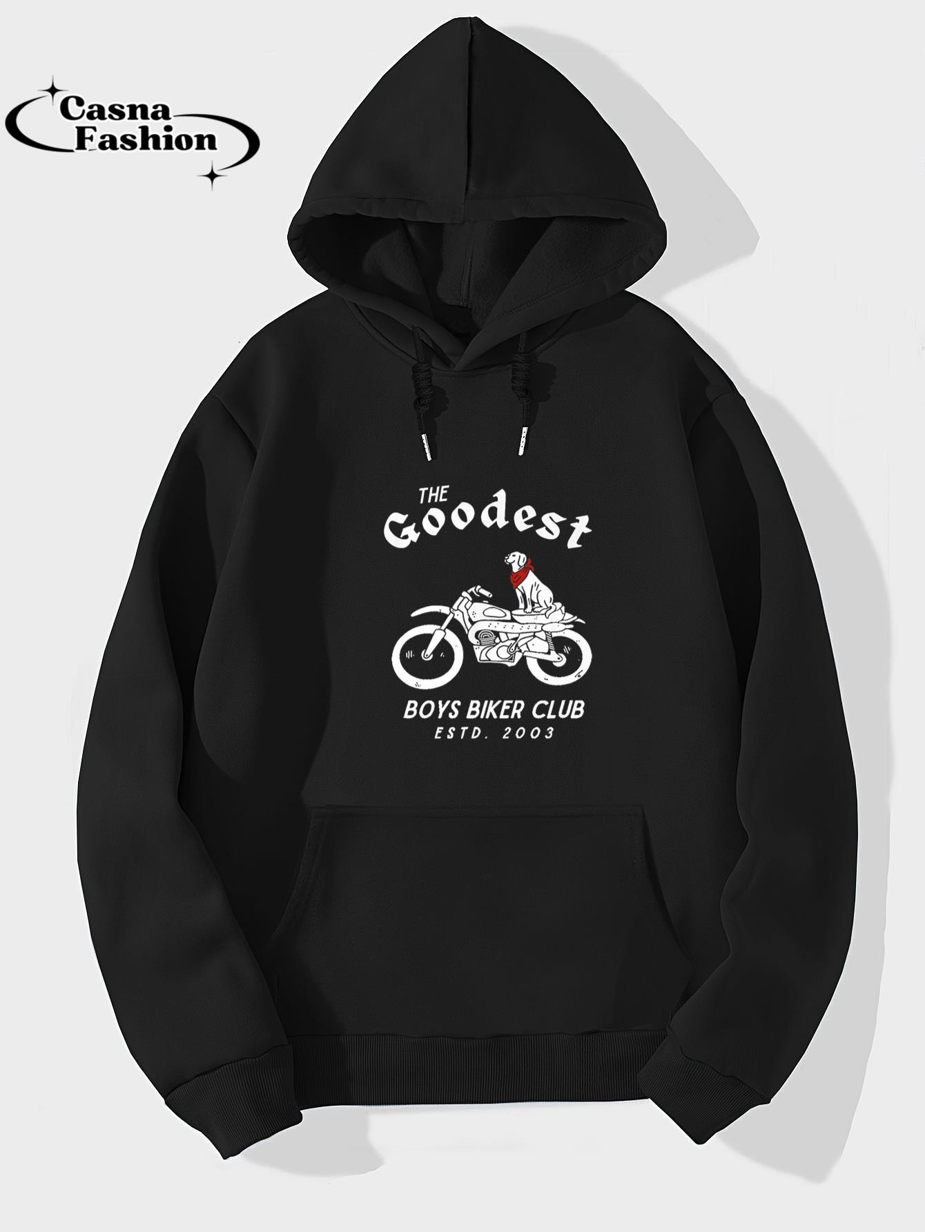 casnafashion_Hoodie_Dog Biker Motorcycle Club Puppy Western Grunge Retro Vintage Premium T-Shirt_hoodie_black hoodie