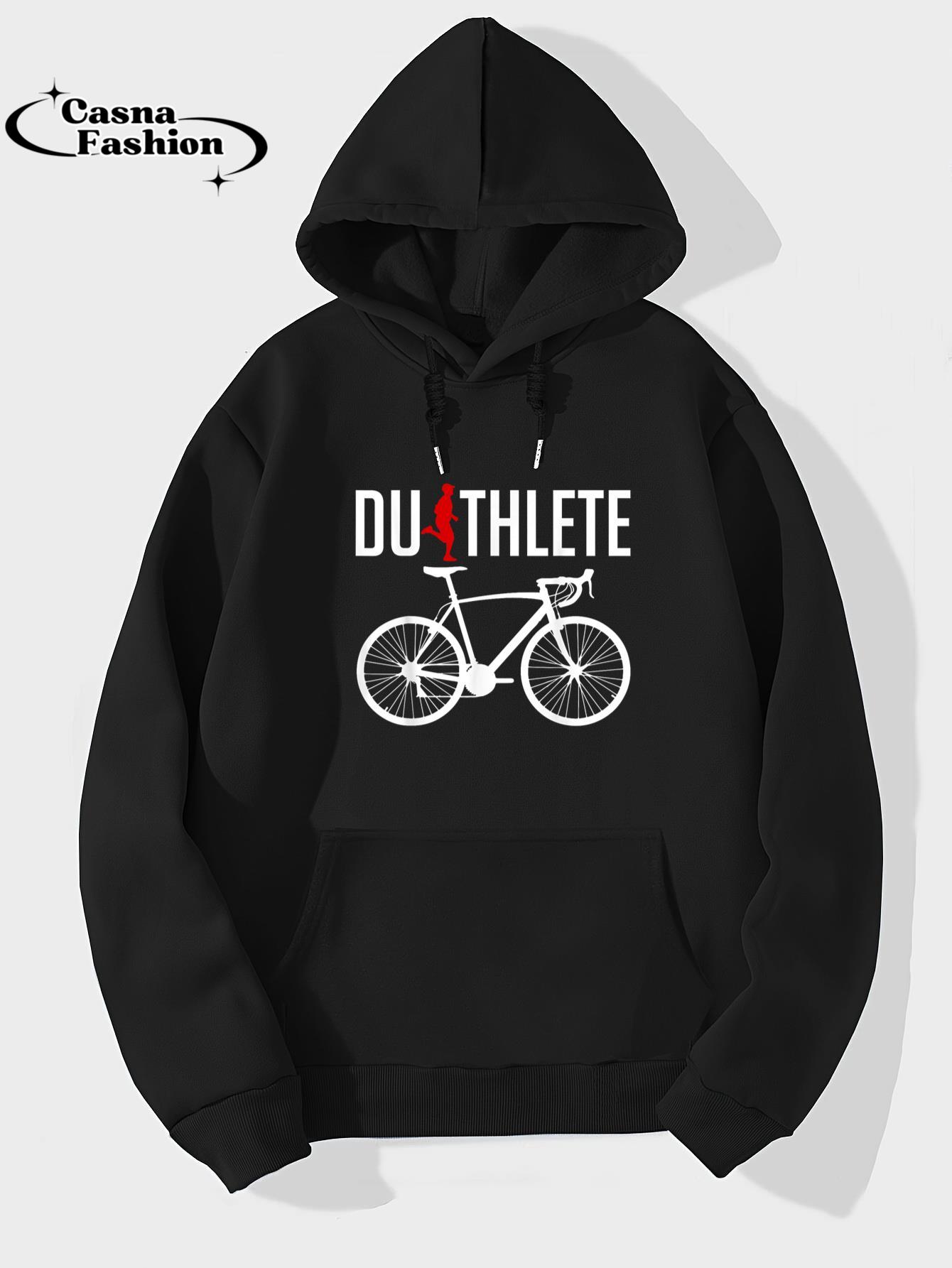 casnafashion_Hoodie_Duathlete Male Runner Duathlon Biker Runner Gift For Men Dad T-Shirt_hoodie_black hoodie