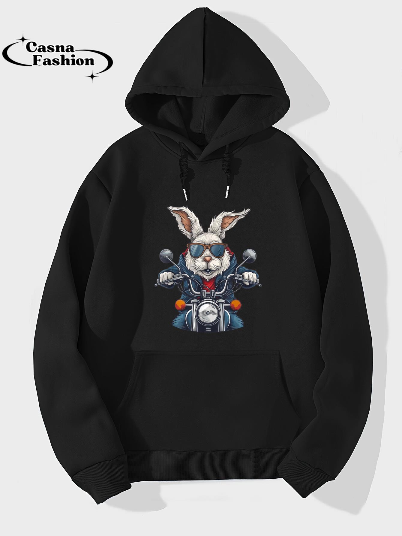 casnafashion_Hoodie_Easter Bunny Rabbit Motorcycle Motorcycling Biker T-Shirt_hoodie_black hoodie