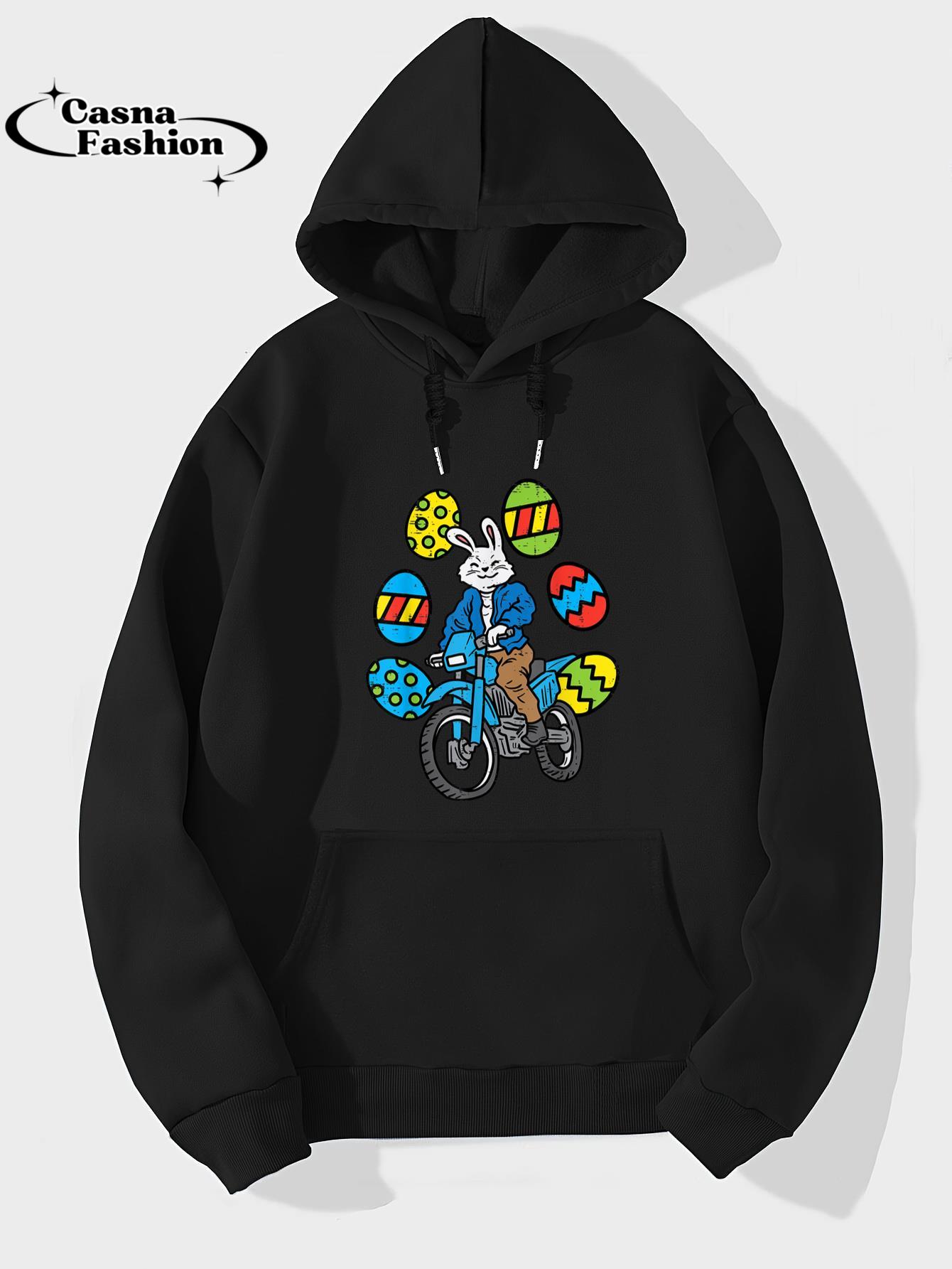 casnafashion_Hoodie_Easter Bunny Riding Dirt Bike Motocross Biker Men Women Kids T-Shirt_hoodie_black hoodie