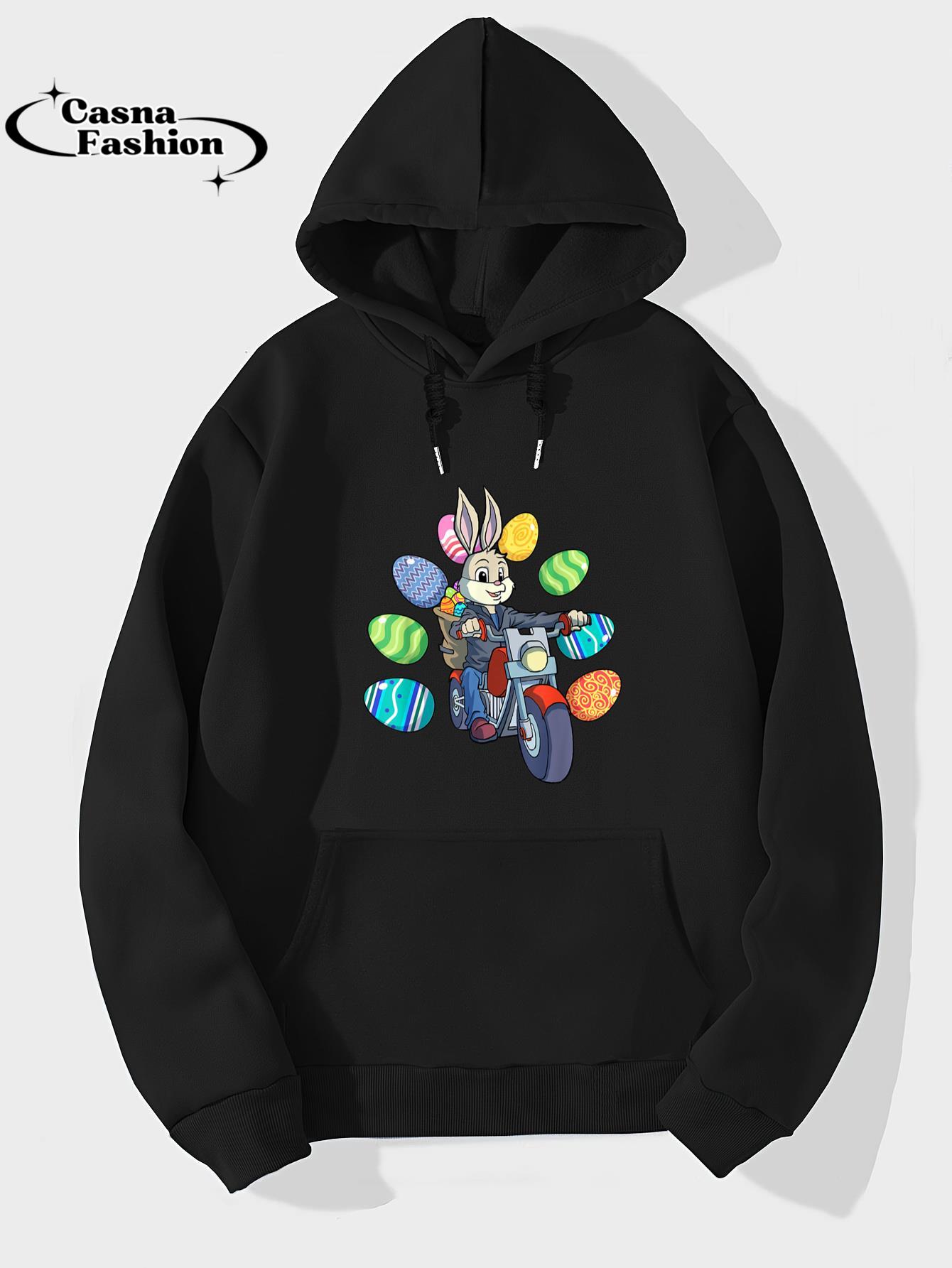 casnafashion_Hoodie_Easter Shirt Boys Easter Bunny Shirt Toddler Men Biker T-Shirt_hoodie_black hoodie