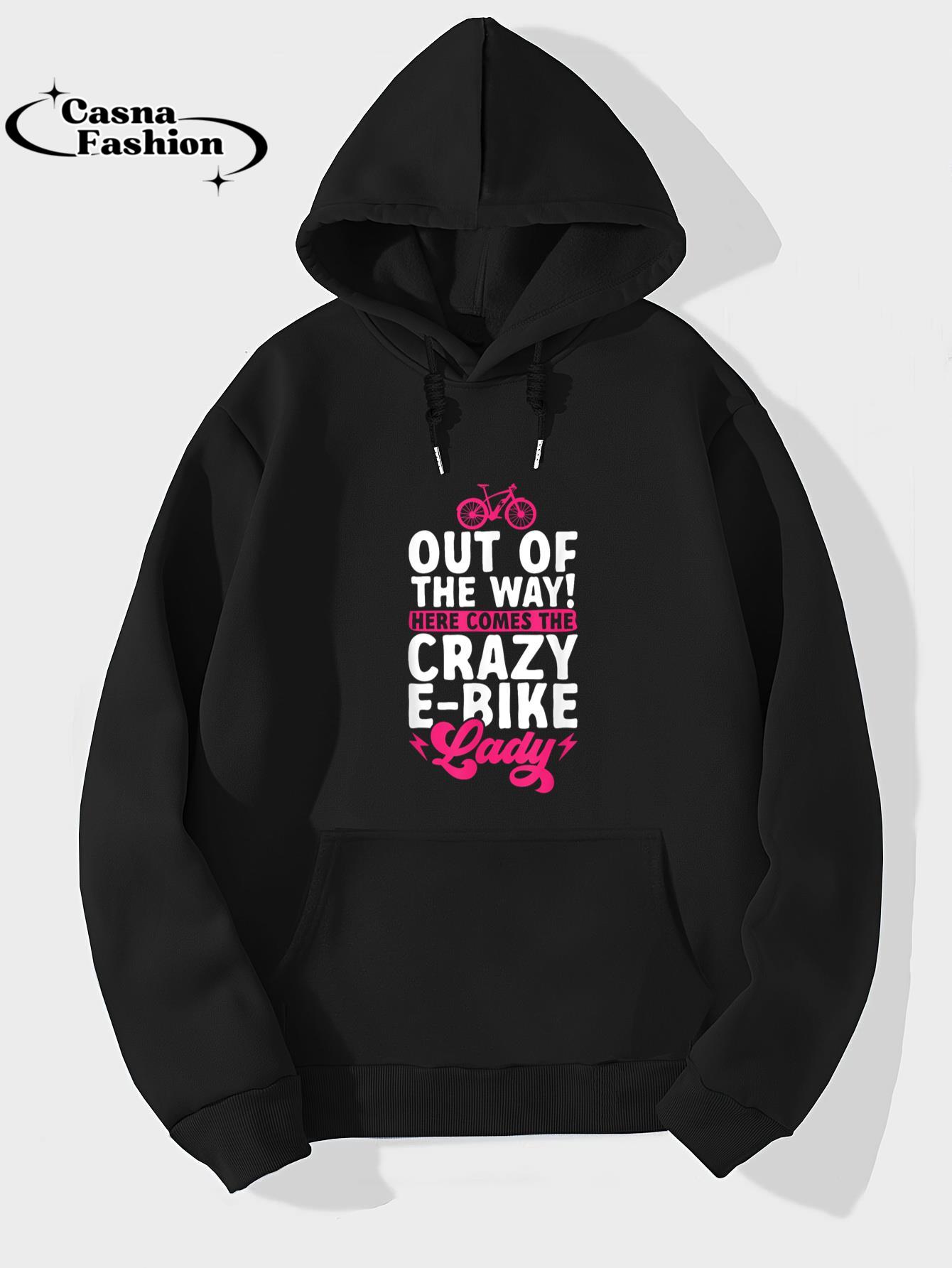 casnafashion_Hoodie_Electric Bike Cycling Biker Crazy E-Bike Lady T-Shirt_hoodie_black hoodie