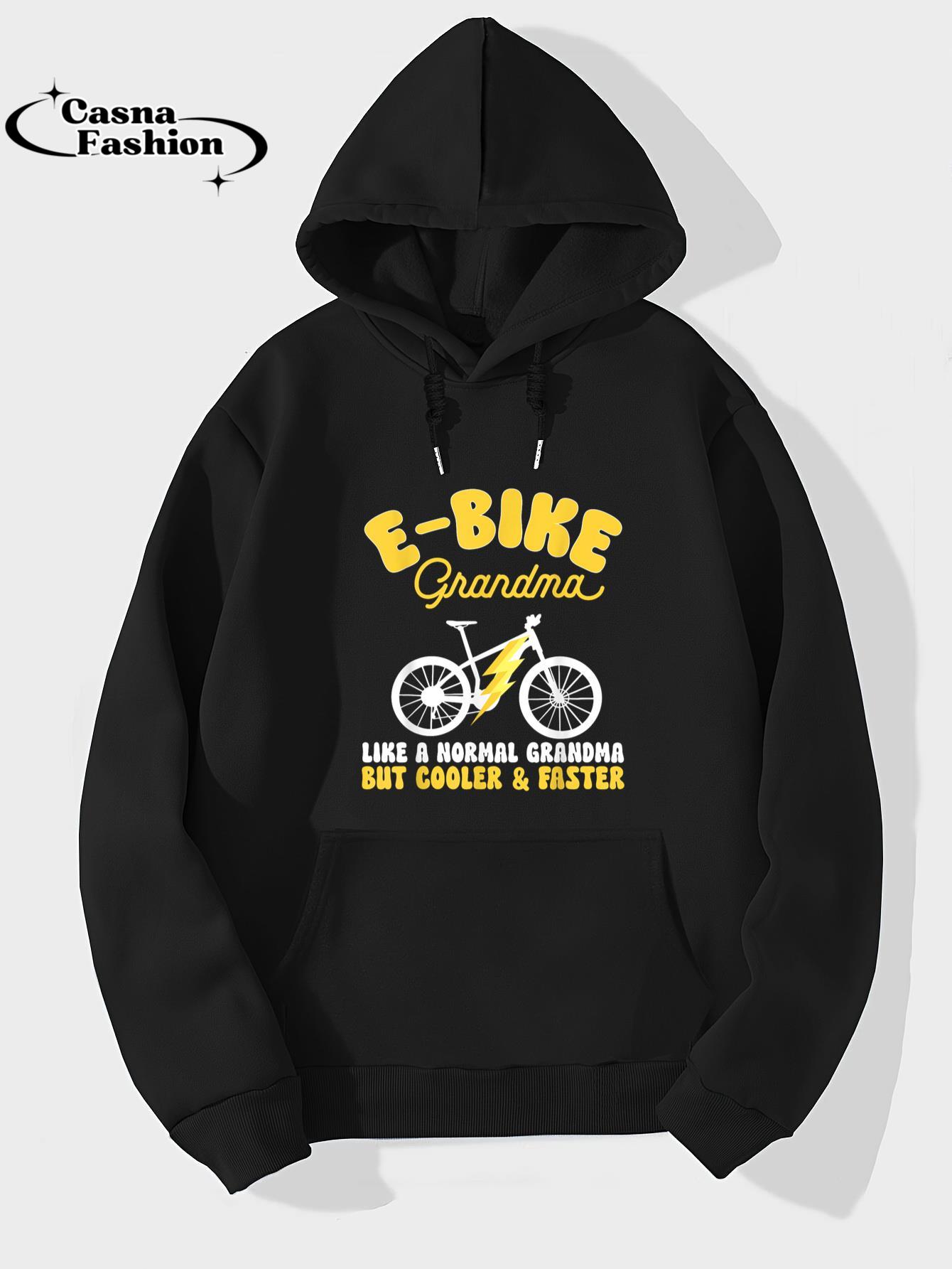 casnafashion_Hoodie_Electric Bike Cycling Biker E-Bike Grandma T-Shirt_hoodie_black hoodie