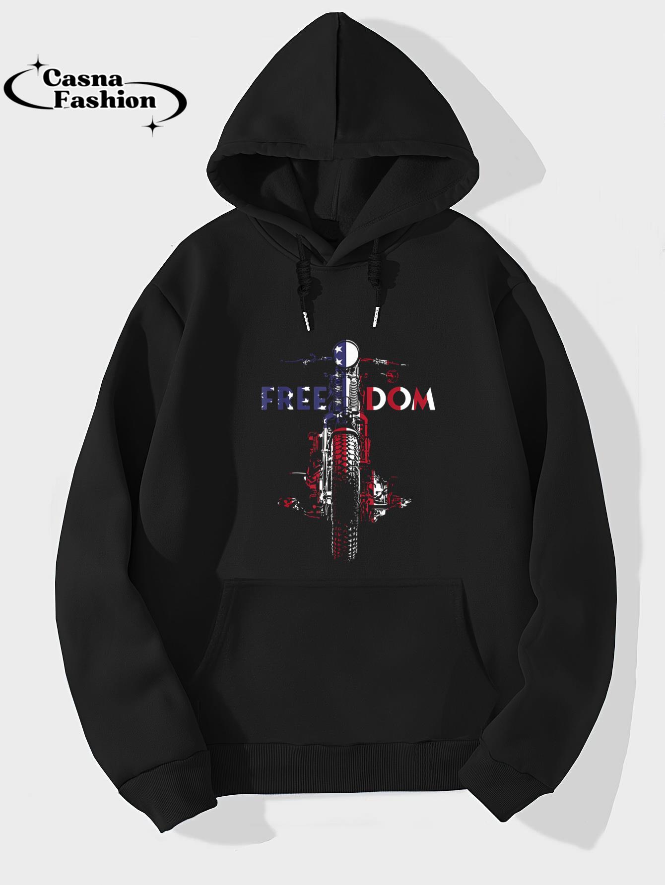 casnafashion_Hoodie_Freedom USA Flag Vintage Springer Bobber HD Motorcycle Biker T-Shirt_hoodie_black hoodie