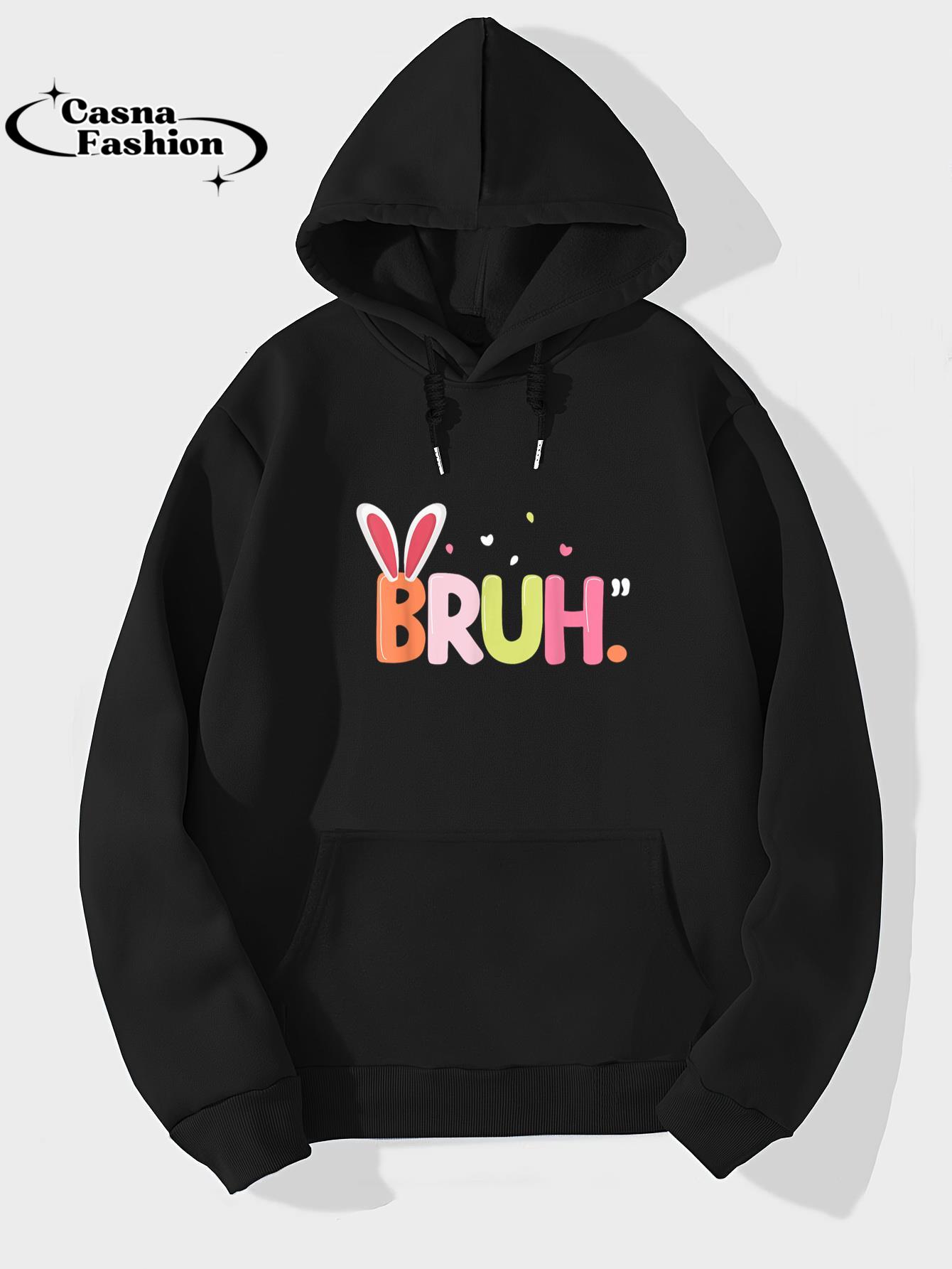 casnafashion_Hoodie_Funny Bruh Easter Day Meme Saying Teens Kid T-Shirt T-Shirt_hoodie_black hoodie