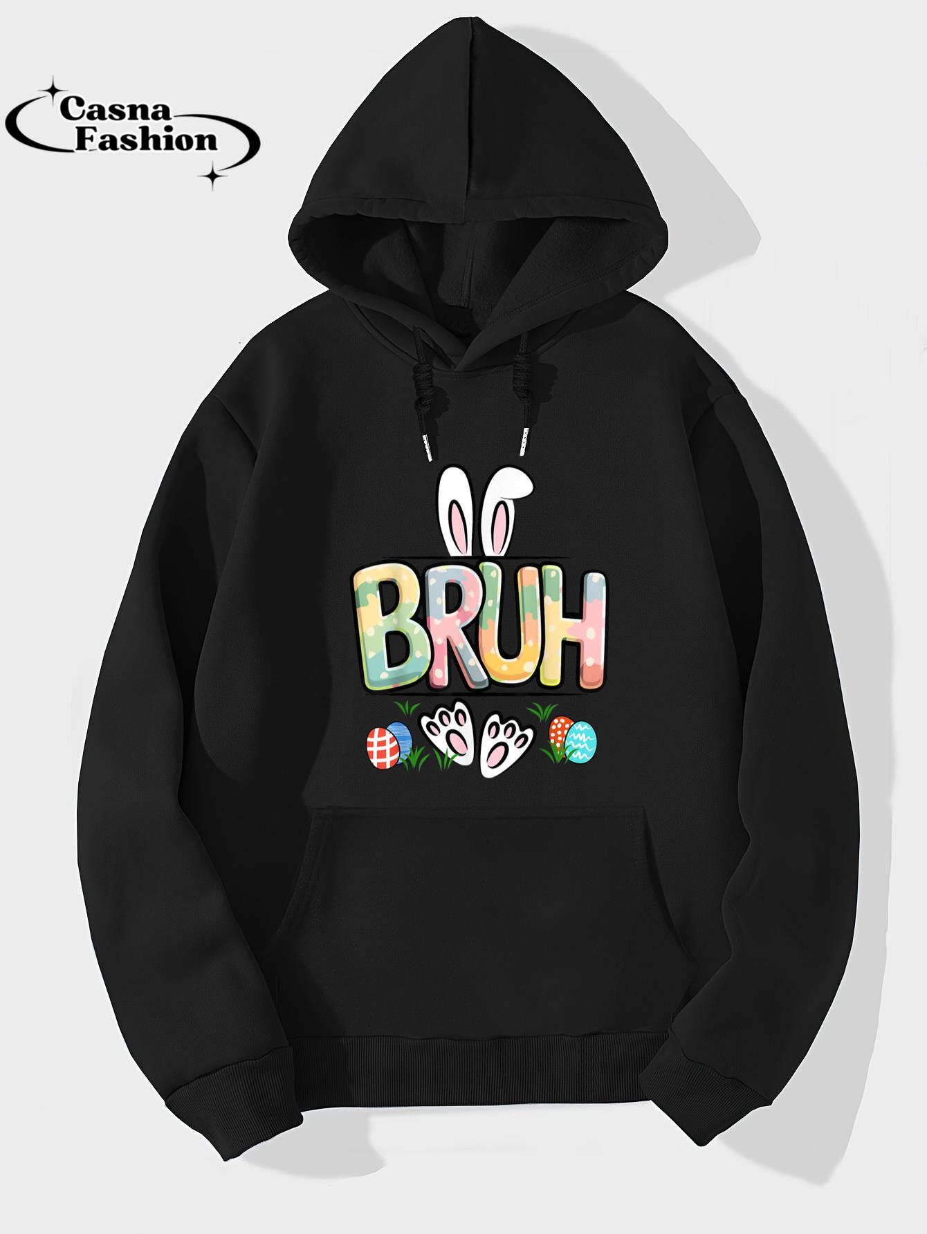 casnafashion_Hoodie_Funny Bruh Meme Easter Day Bunny Eggs For Toddler Kids Girls T-Shirt_hoodie_black hoodie