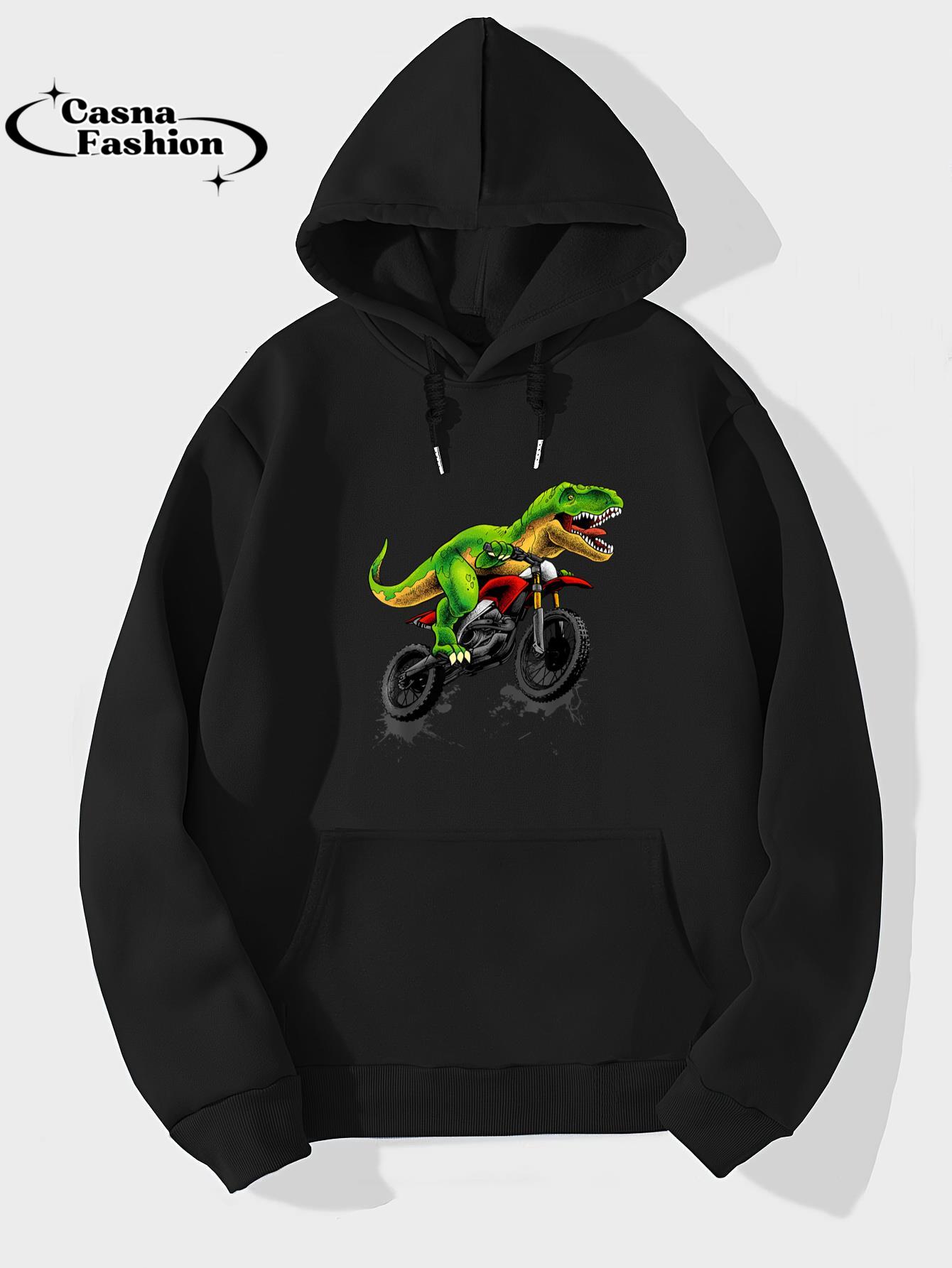 casnafashion_Hoodie_Funny Dirt Bike For Men Boys Kids Dinosaur Motorcycle Riding T-Shirt_hoodie_black hoodie