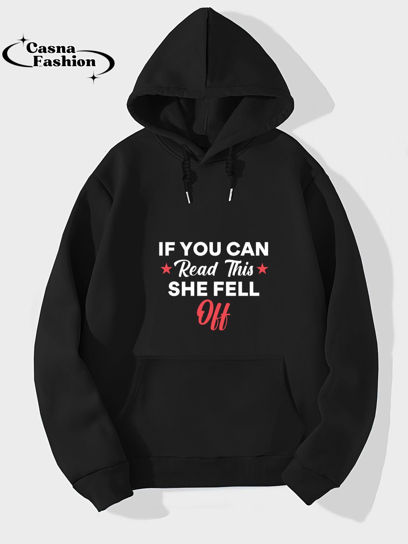 casnafashion_Hoodie_Funny If You Can Read This She Fell Off Biker Motorcycle Pullover Hoodie_hoodie_black hoodie