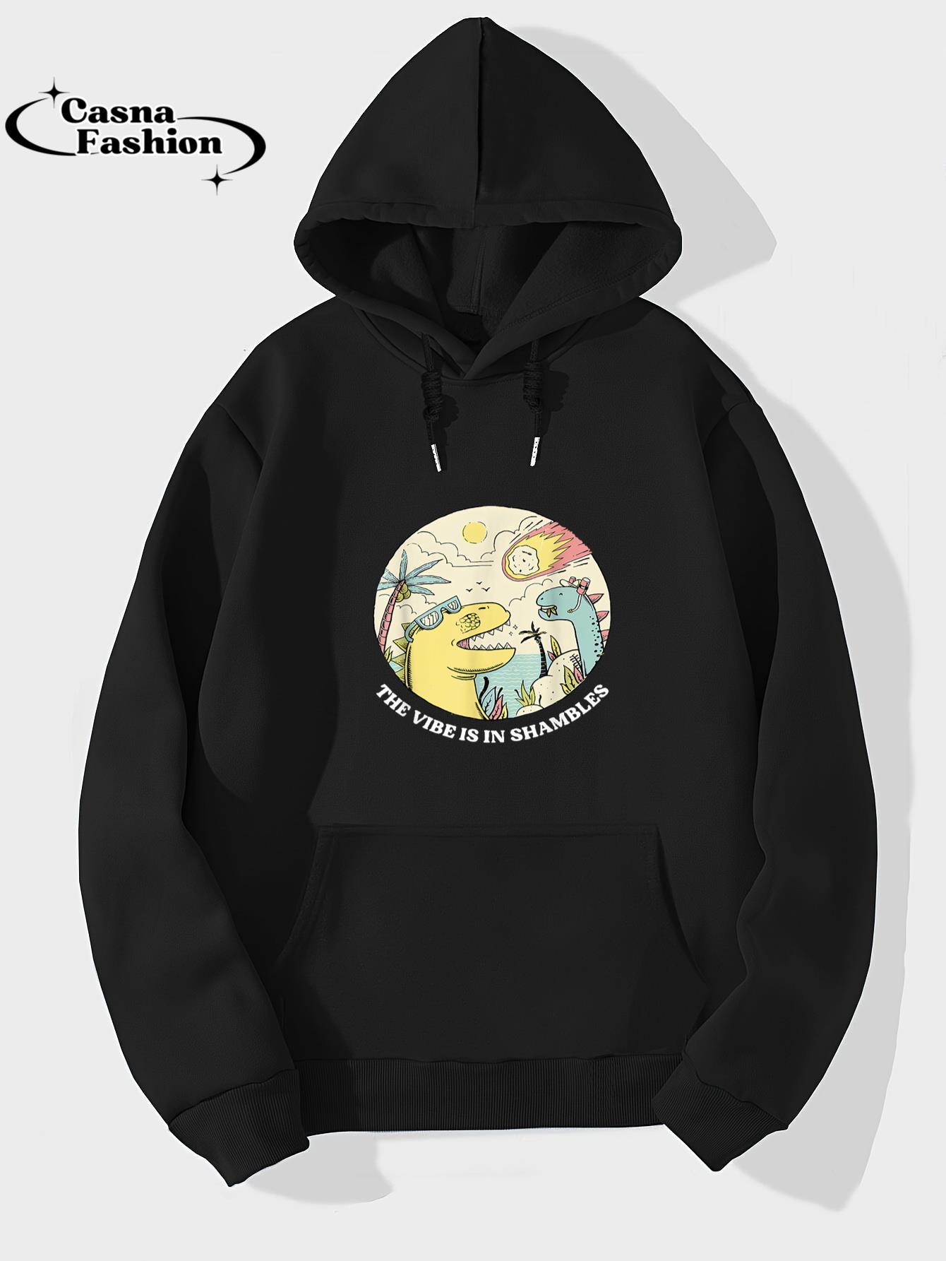 casnafashion_Hoodie_Funny Meme Dinosaur Mental Health T-Shirt_hoodie_black hoodie