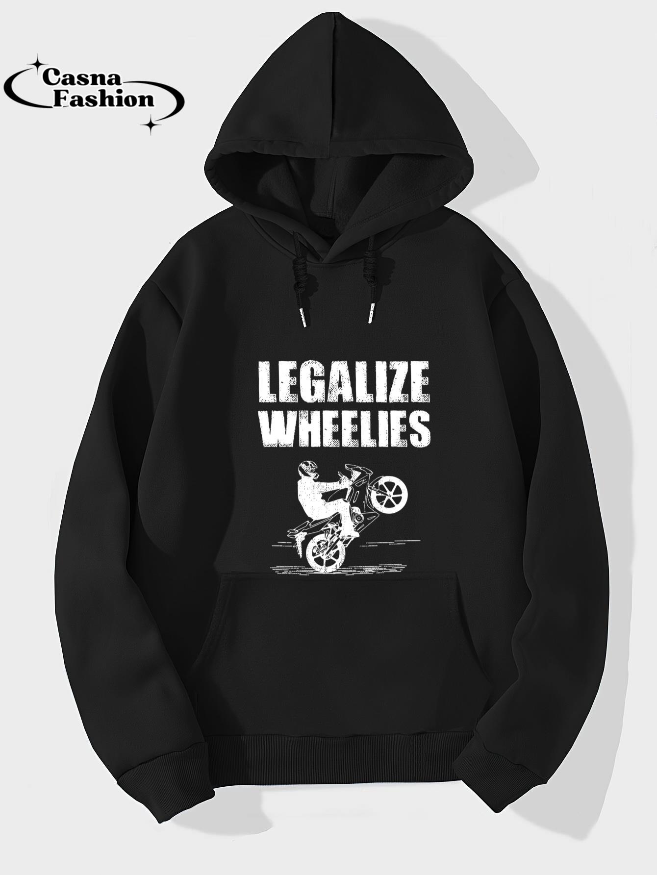 casnafashion_Hoodie_Funny Motorcycle Biker Design - Legalize Wheelies Pullover Hoodie_hoodie_black hoodie