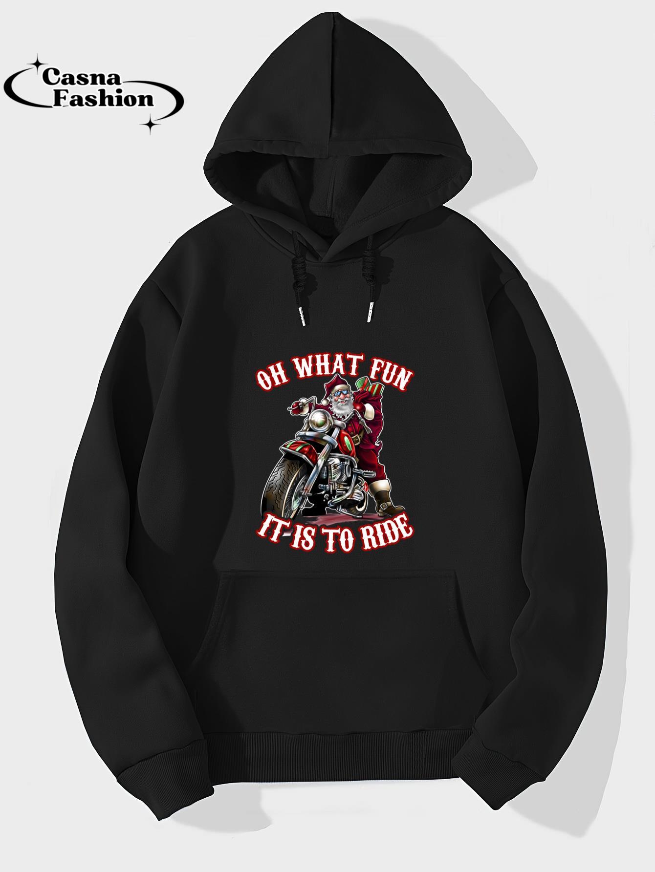 casnafashion_Hoodie_Funny Motorcycle Biker Grandpa Santa Rider Christmas Gift Long Sleeve T-Shirt_hoodie_black hoodie