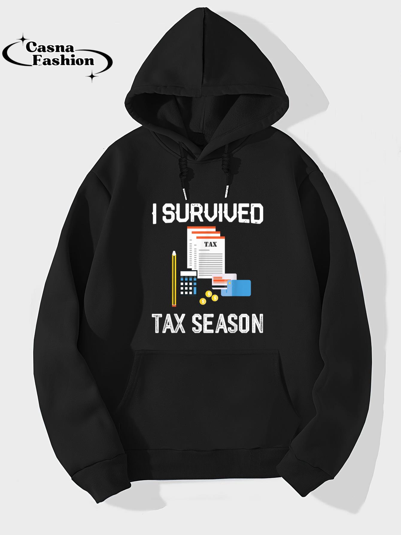 casnafashion_Hoodie_Funny Tax Season Calendar I Survived Tax Season Meme T-Shirt_hoodie_black hoodie