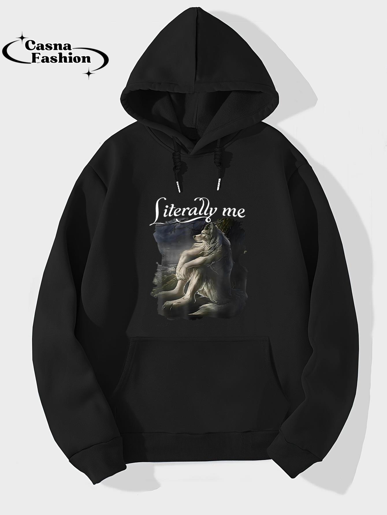 casnafashion_Hoodie_Funny Wolf Literally Me Vintage Mental Health Awareness Meme T-Shirt_hoodie_black hoodie