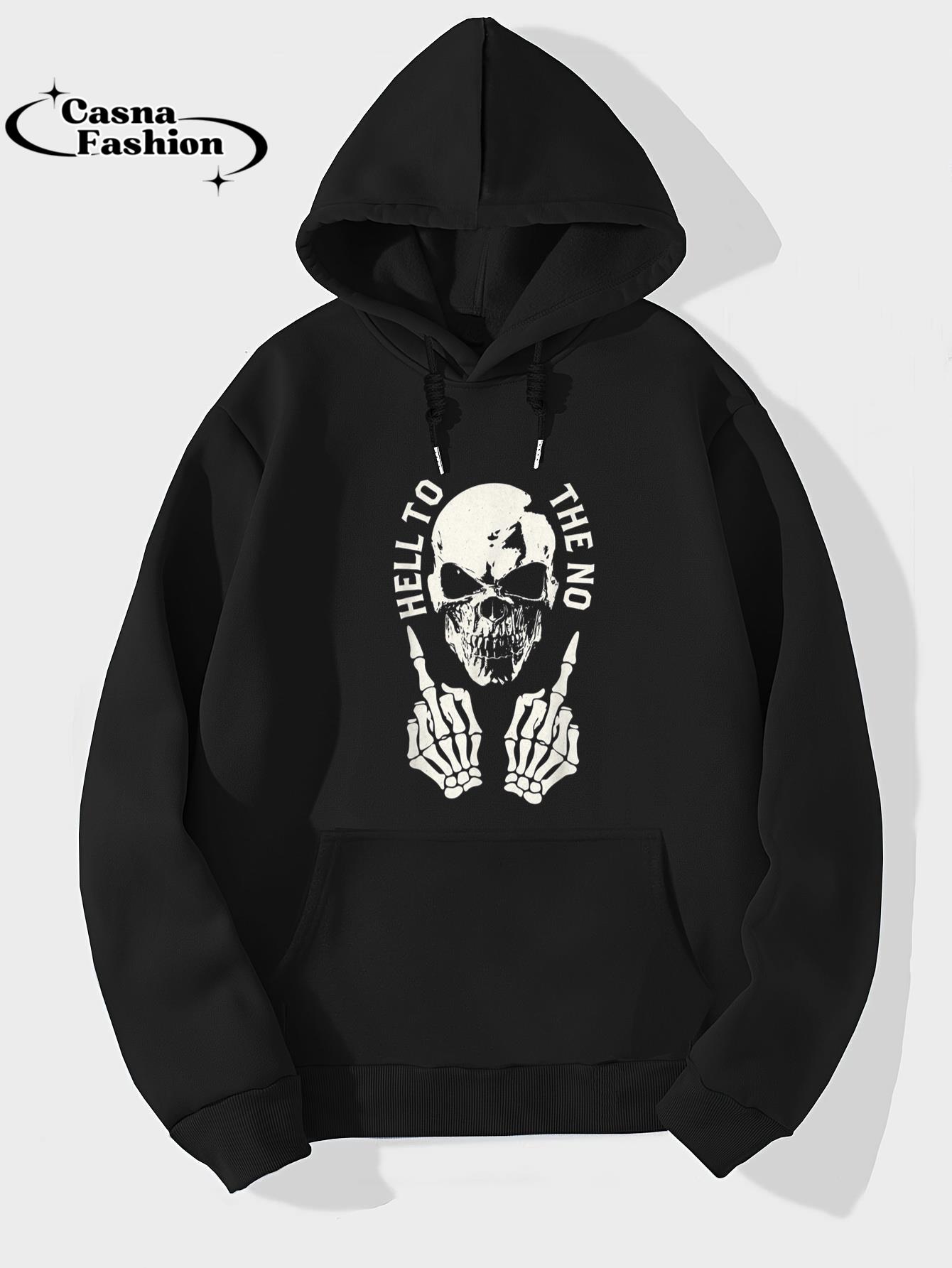 casnafashion_Hoodie_Hell To The No _ Offensive MC _ Skull Middle Finger T-Shirt_hoodie_black hoodie