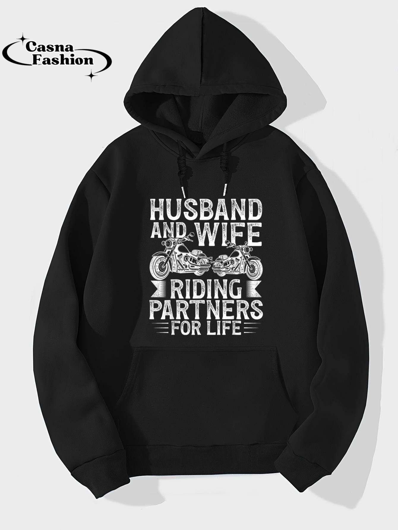 casnafashion_Hoodie_Husband And Wife Riding Partner For Life Motorcycle Biker T-Shirt_hoodie_black hoodie