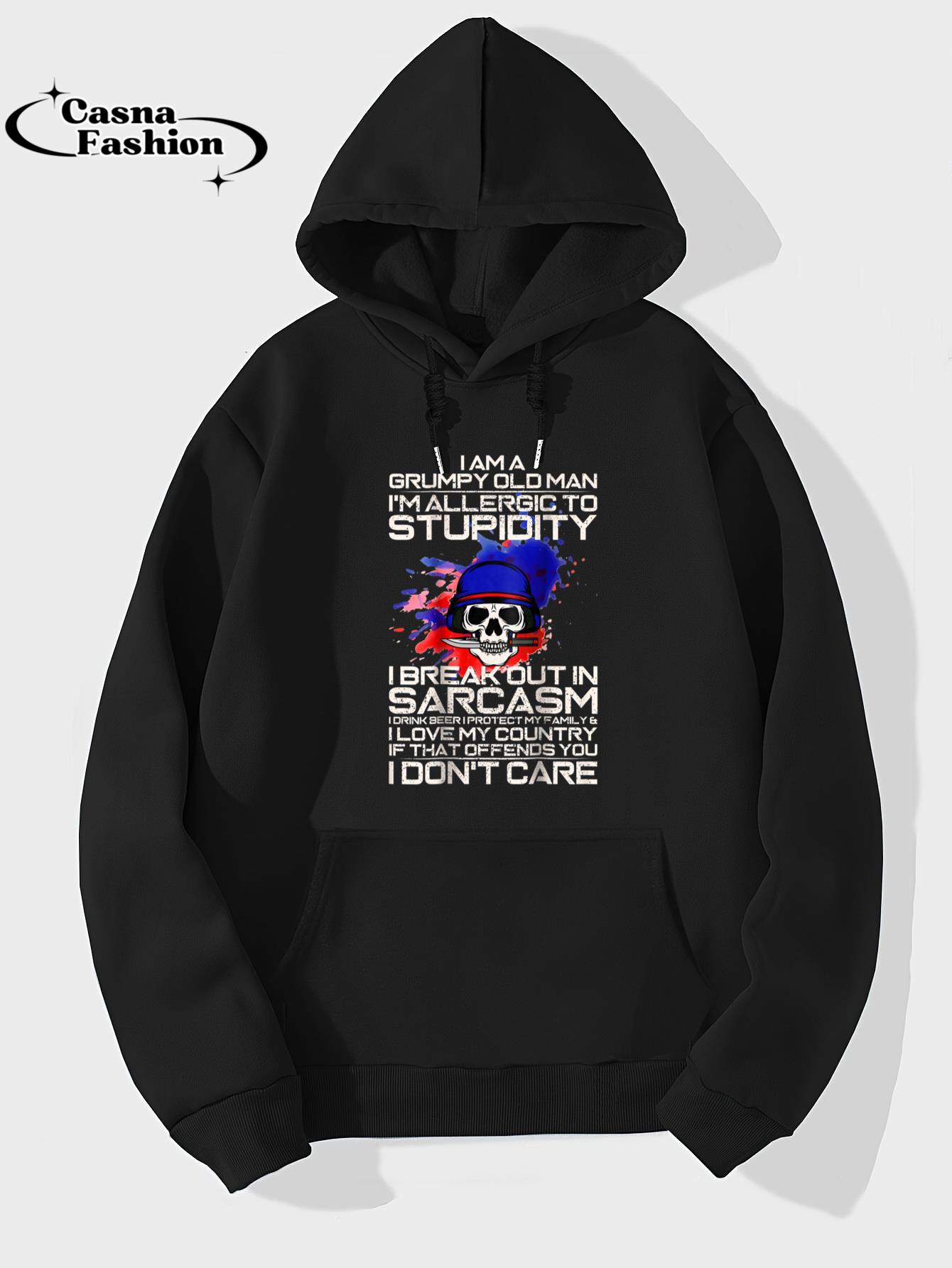 casnafashion_Hoodie_I Am A Grumpy Old Man I'm Allergic To Stupidity, Etc T-Shirt_hoodie_black hoodie